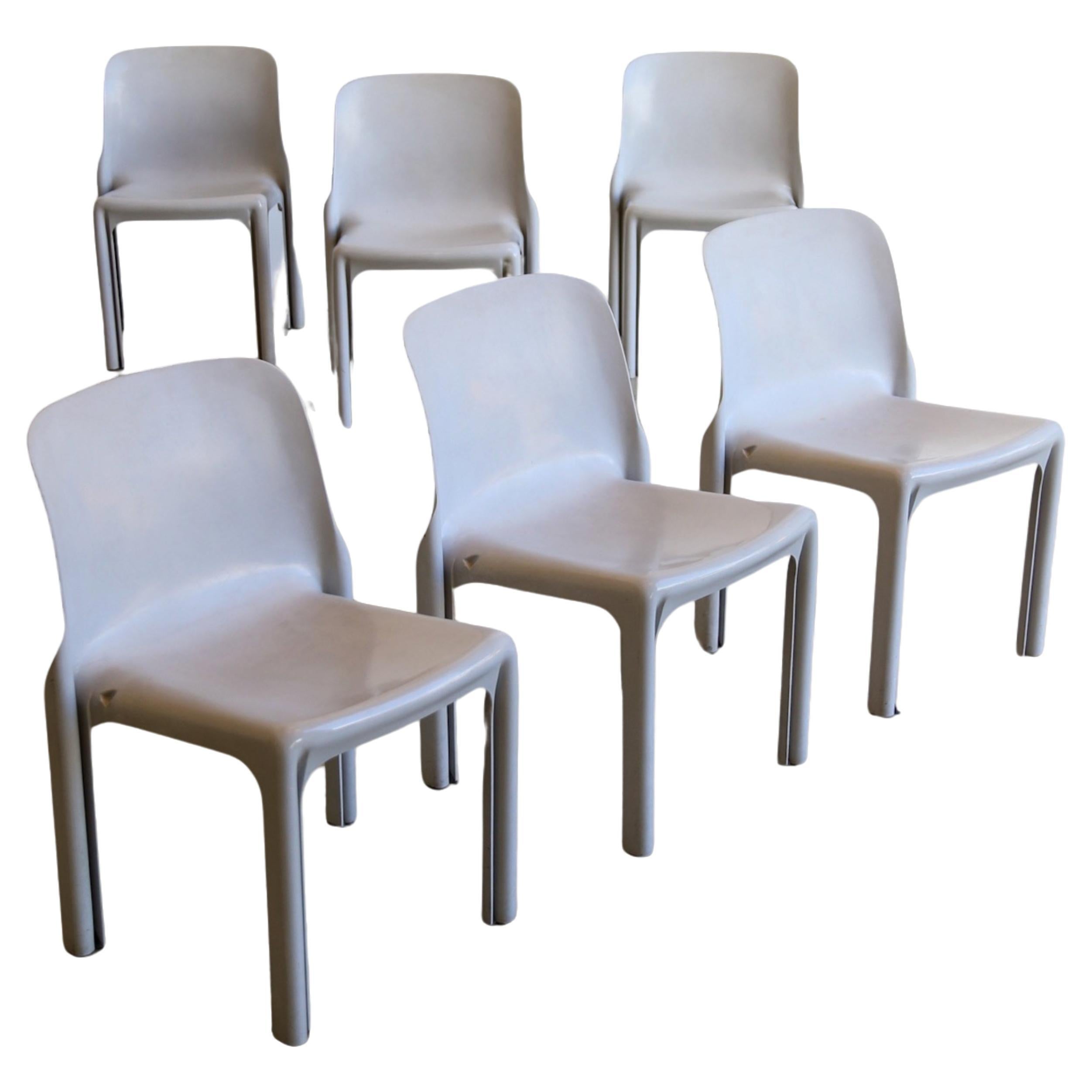 Vico Magistretti for Artemide Selene Set of Six Dining Chairs 1969