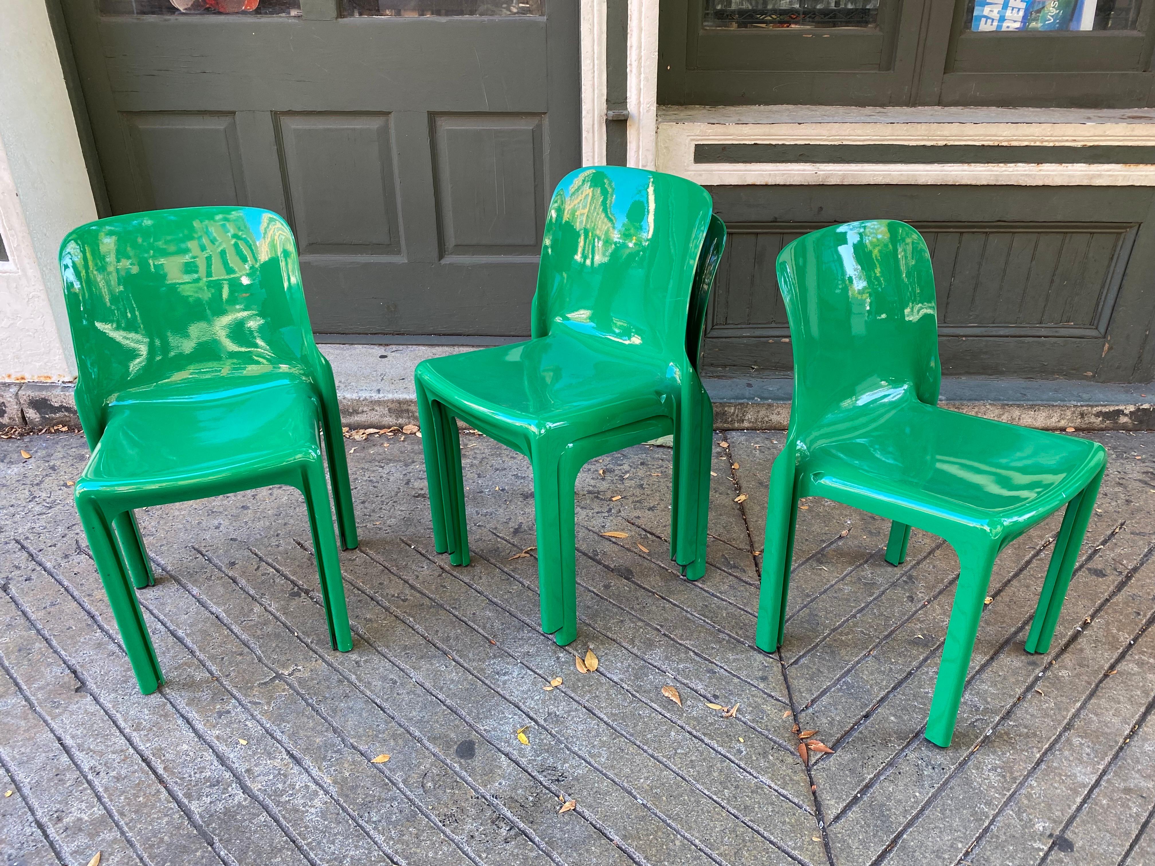 Late 20th Century Vico Magistretti for Artemide Selene Stacking Chairs