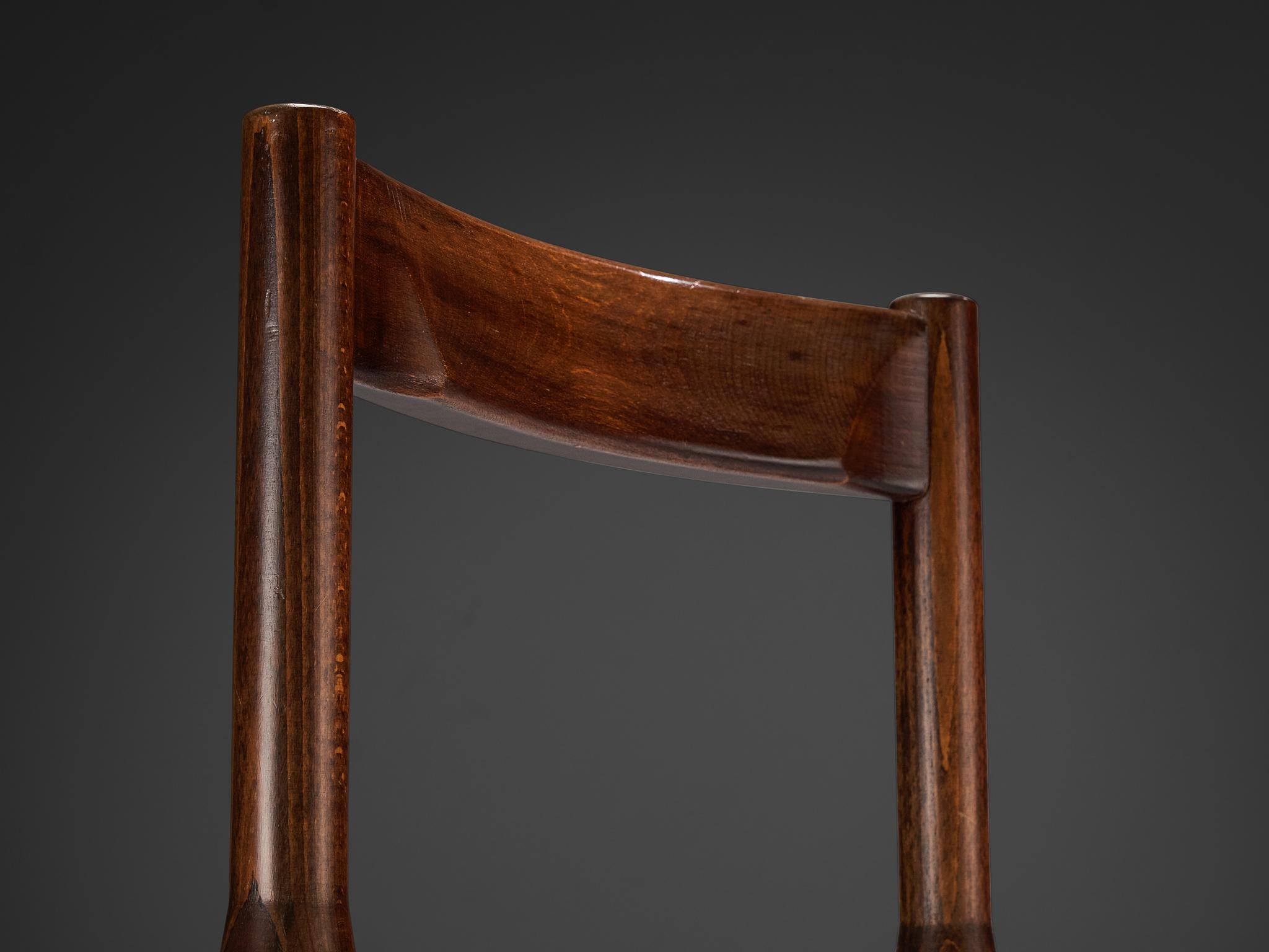 Mid-Century Modern Vico Magistretti for Cassina Carimate Dining Chair in Leather & Dark Wood For Sale