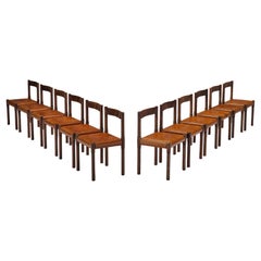 Vico Magistretti for Cassina Carimate Dining Chairs in Leather & Dark Wood