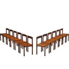 Vico Magistretti for Cassina Carimate Dining Chairs in Leather & Dark Wood