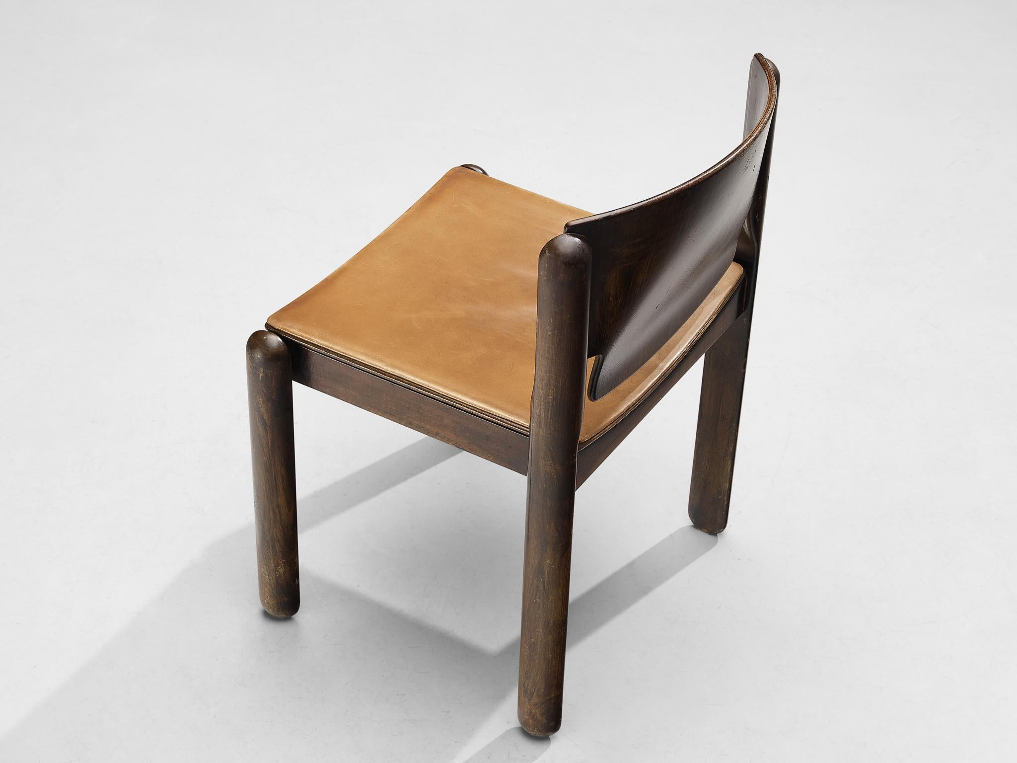 Vico Magistretti for Cassina Chairs with Cognac Leather 5