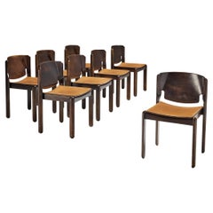 Vico Magistretti for Cassina Chairs with Cognac Leather