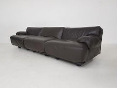 Vico Magistretti for Cassina "Fiandra" 3-Seat Leather Sofa, Italy, 1970s