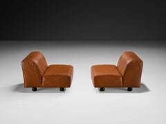 Vico Magistretti für Cassina 'Fiandra' Modulares Sofa aus braunem Leder