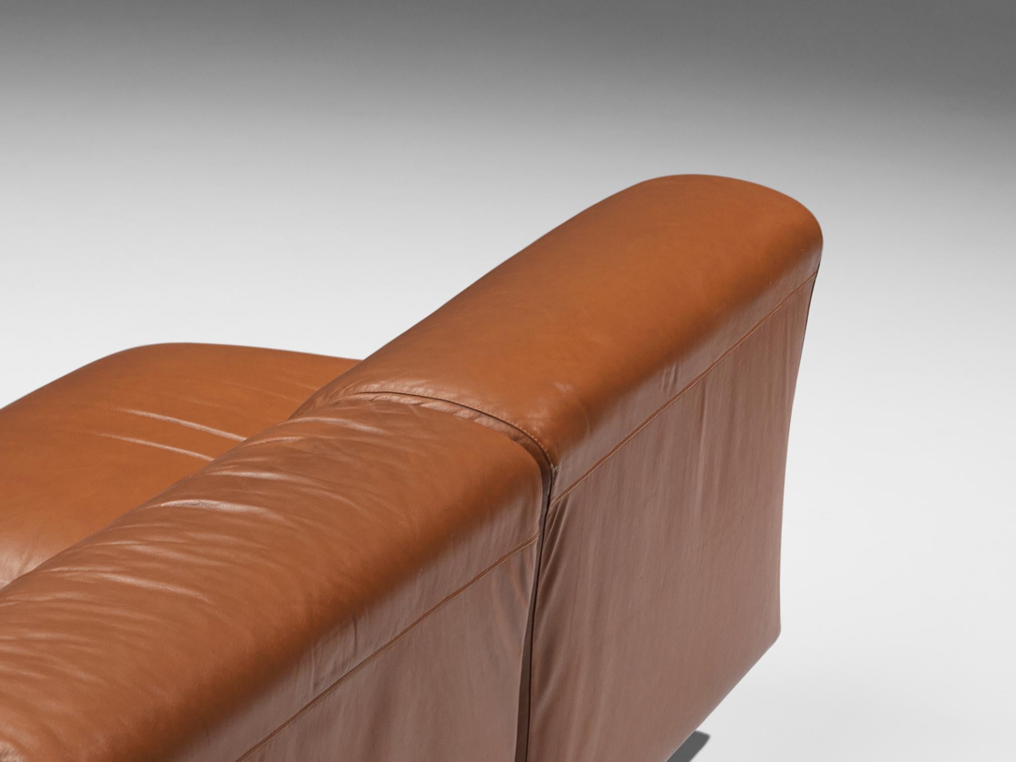 Post-Modern Vico Magistretti for Cassina 'Fiandra' Modular Sofa in Brown Leather  For Sale