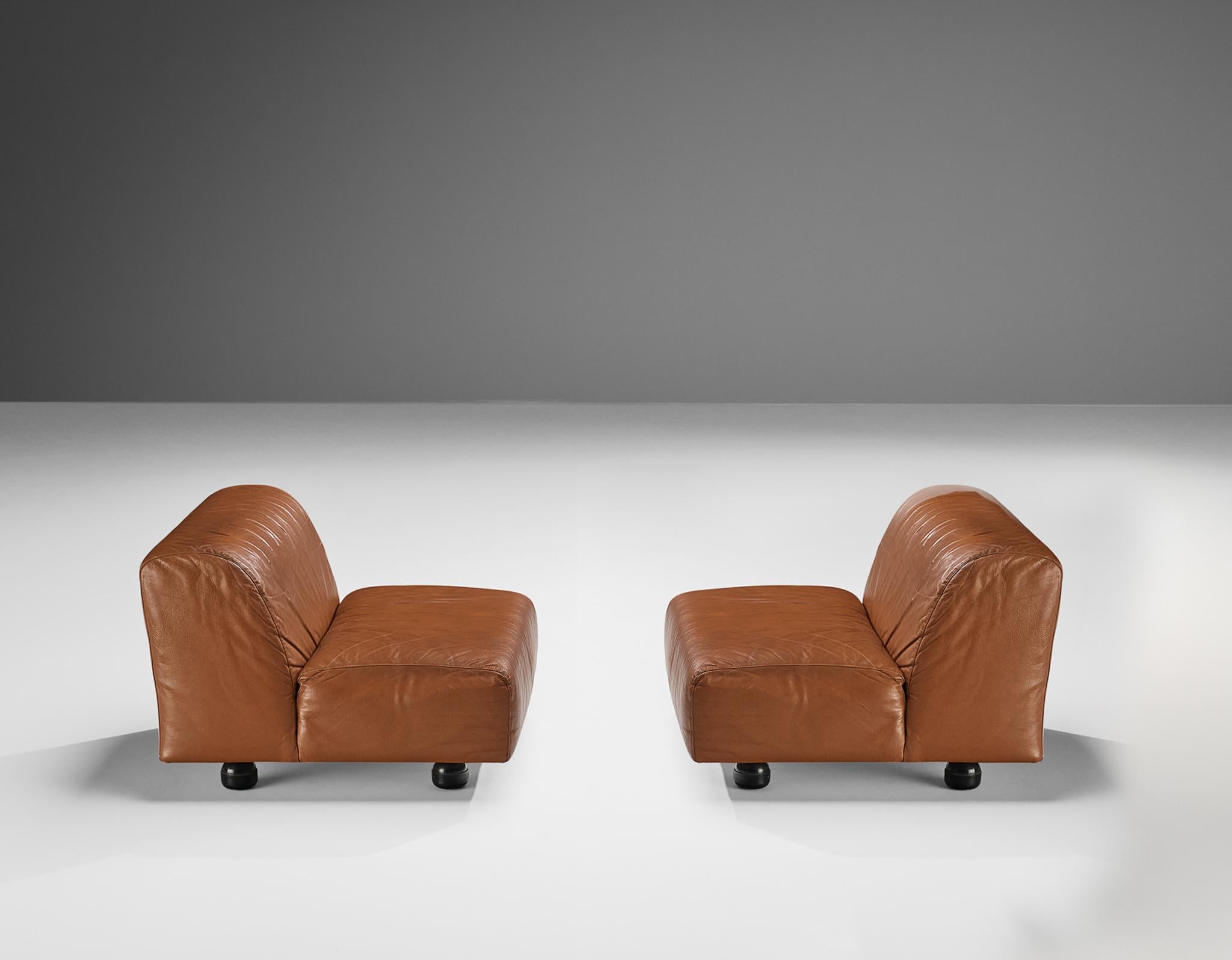 Italian Vico Magistretti for Cassina 'Fiandra' Modular Sofa in Brown Leather