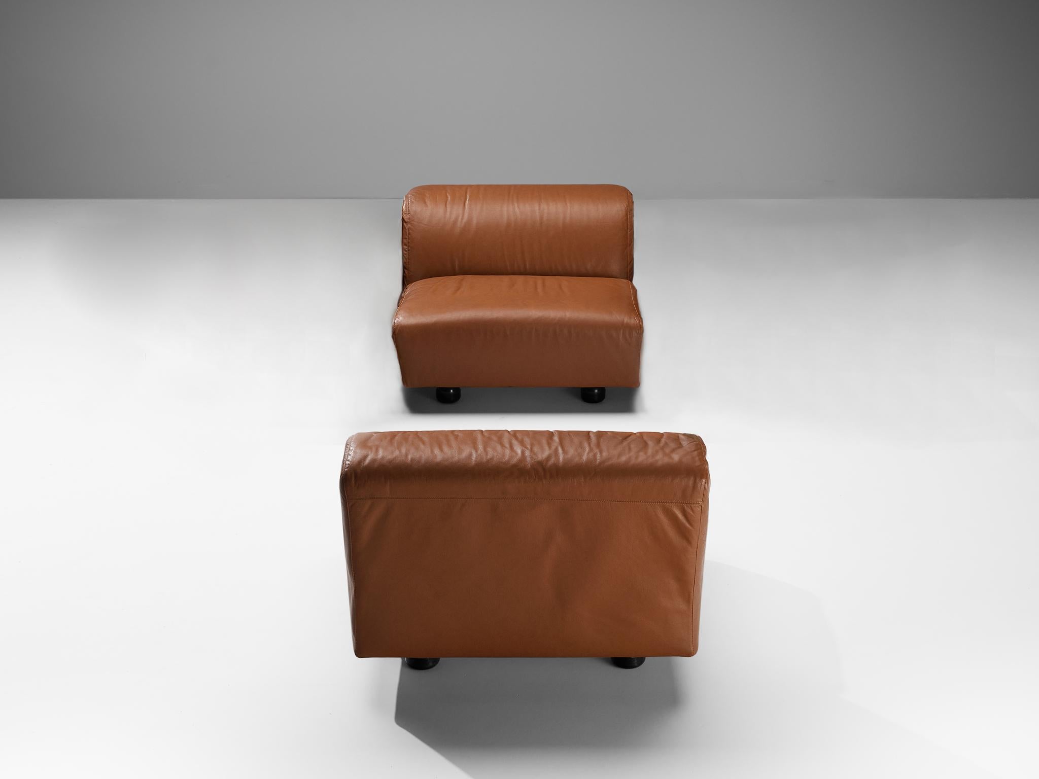 Vico Magistretti for Cassina 'Fiandra' Modular Sofa in Brown Leather  For Sale 1