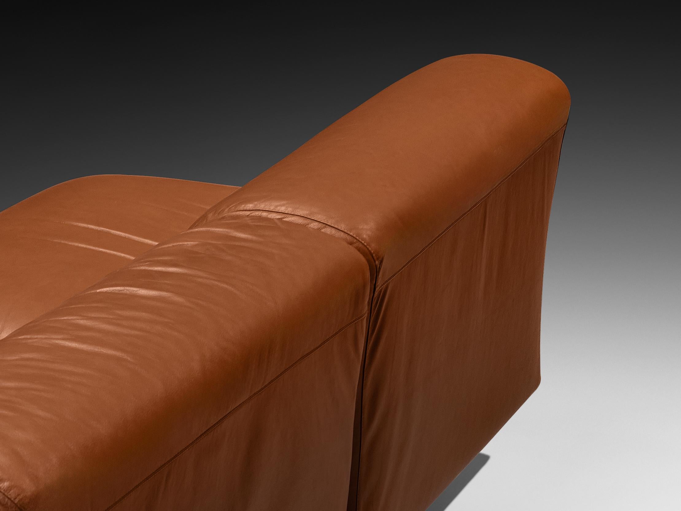 Vico Magistretti for Cassina 'Fiandra' Modular Sofa in Brown Leather In Good Condition For Sale In Waalwijk, NL