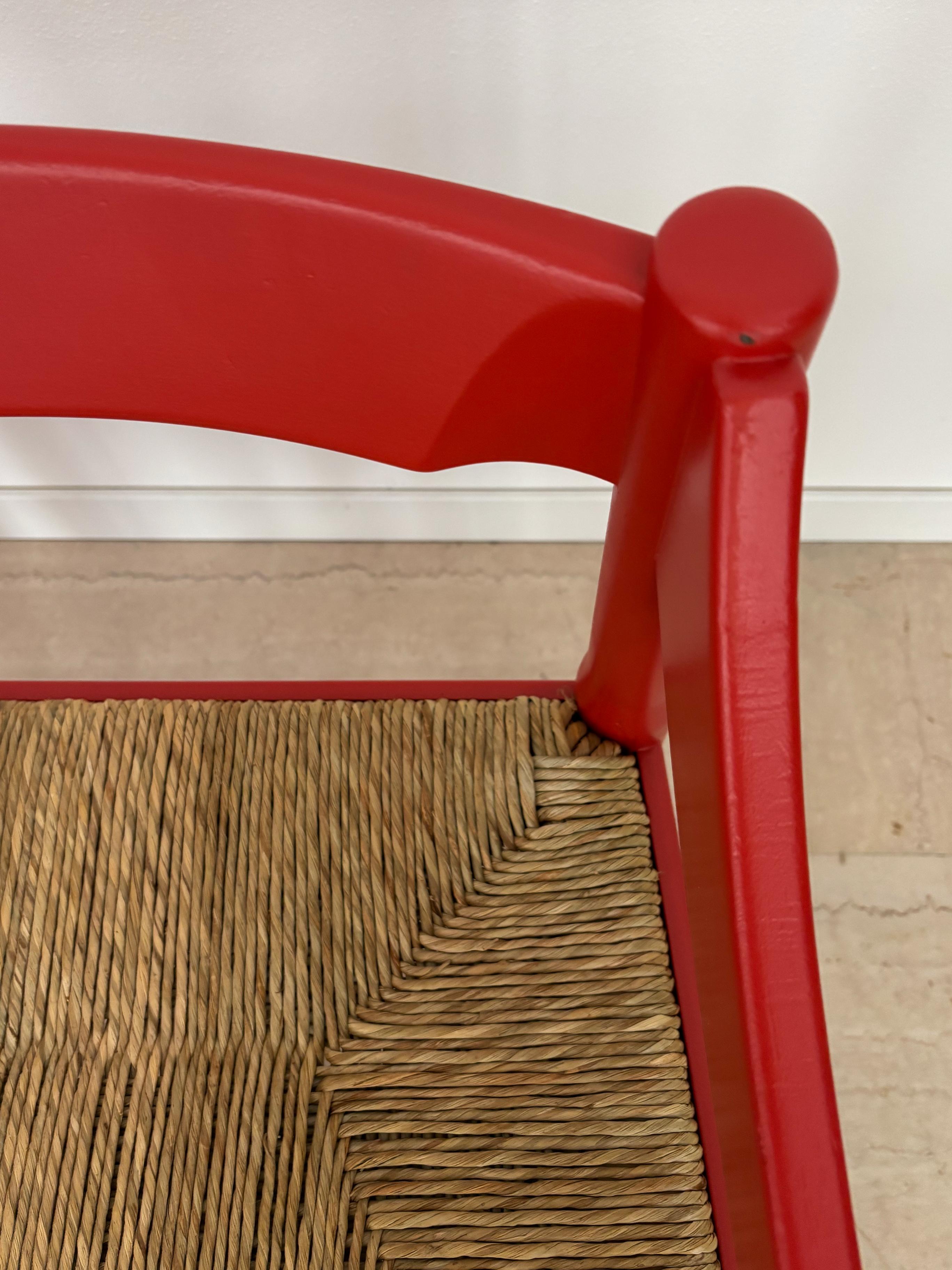 Vico Magistretti For Cassina Italian Red Dining Chairs Carimate Ser, 1960s For Sale 4