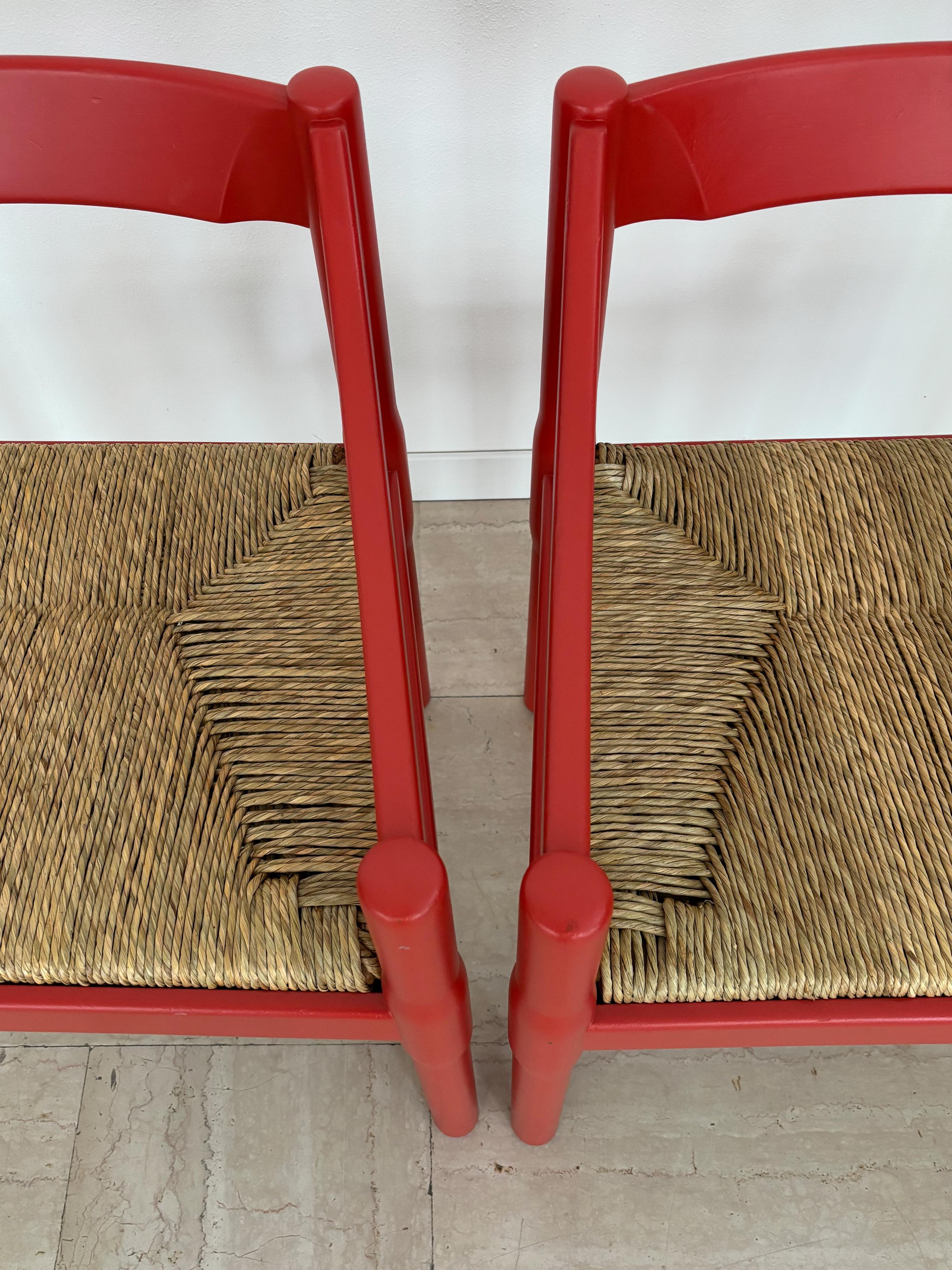 Vico Magistretti For Cassina Italian Red Dining Chairs Carimate Ser, 1960s For Sale 2