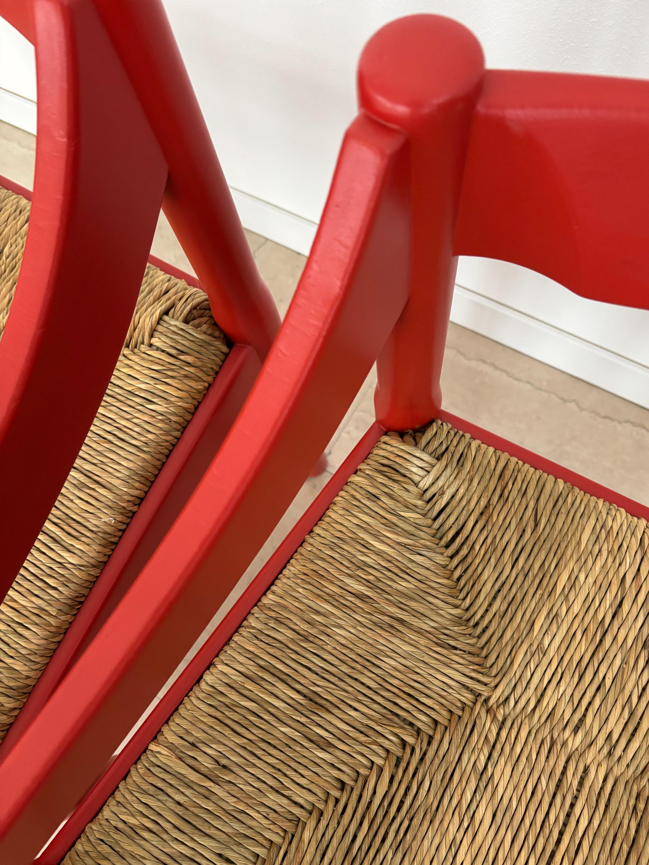 Vico Magistretti For Cassina Italian Red Dining Chairs Carimate Ser, 1960s For Sale 3