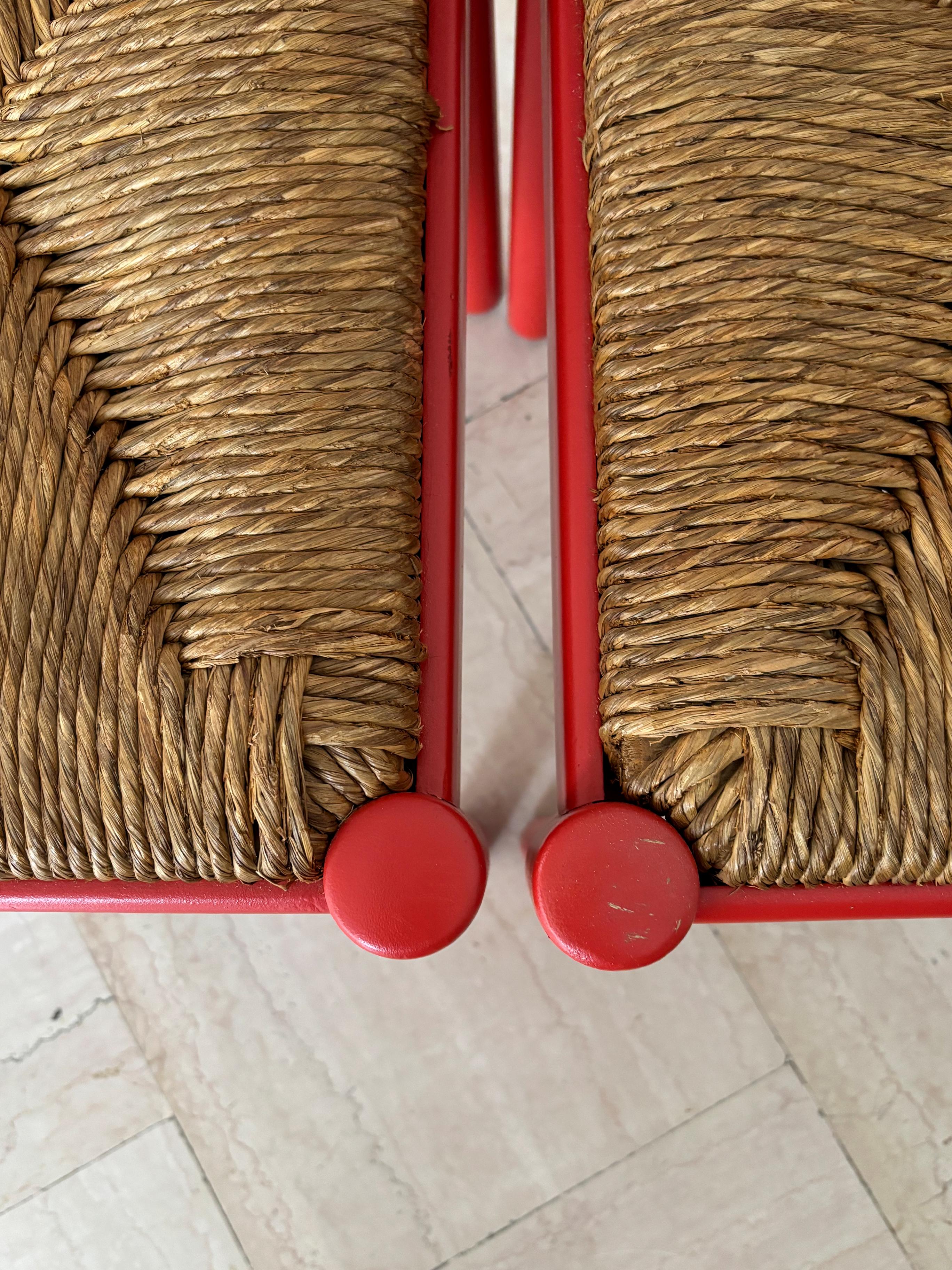 Vico Magistretti For Cassina Italian Red Dining Chairs Serie Carimate, 1960s 6