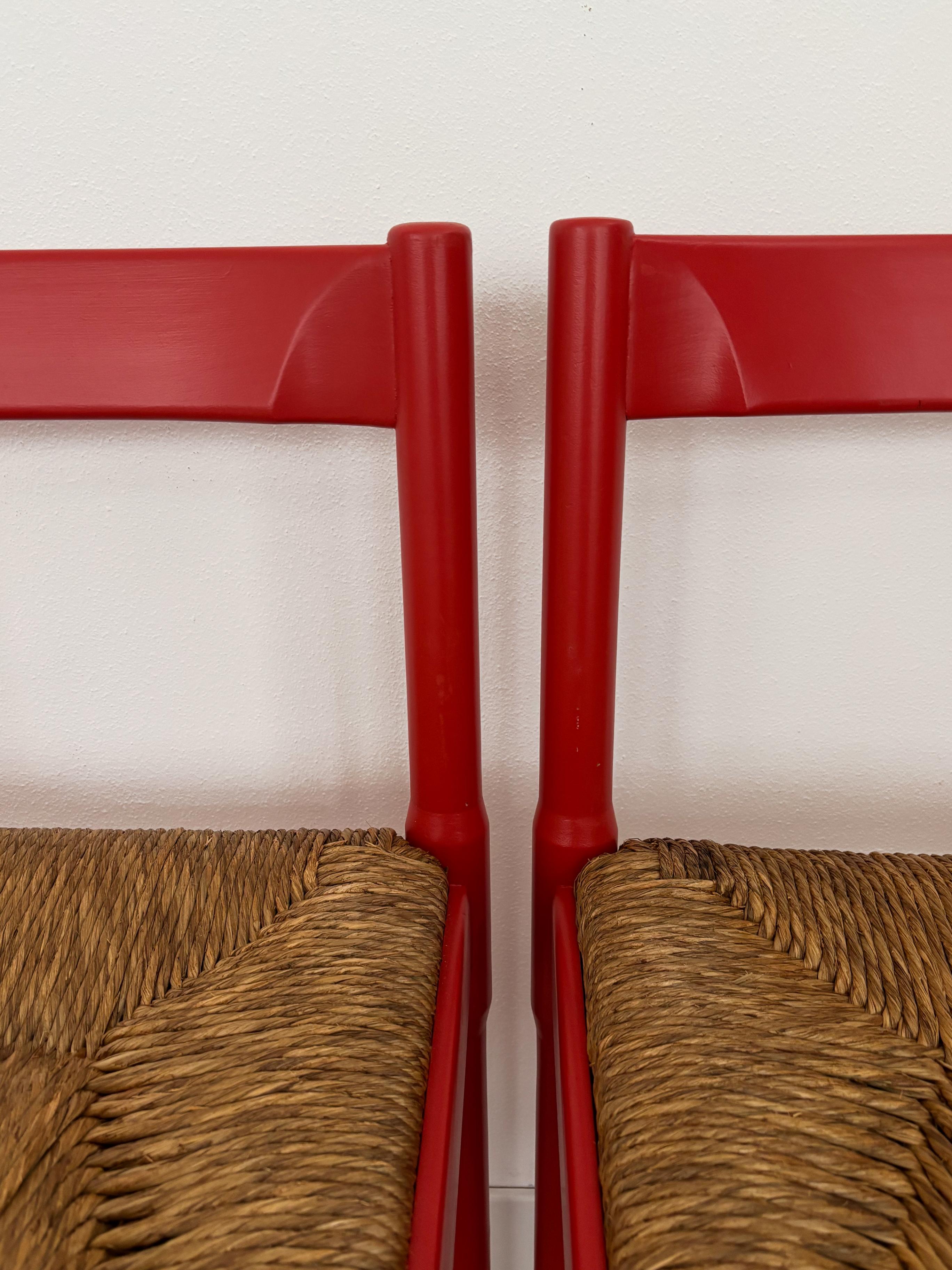 Vico Magistretti For Cassina Italian Red Dining Chairs Serie Carimate, 1960s 7
