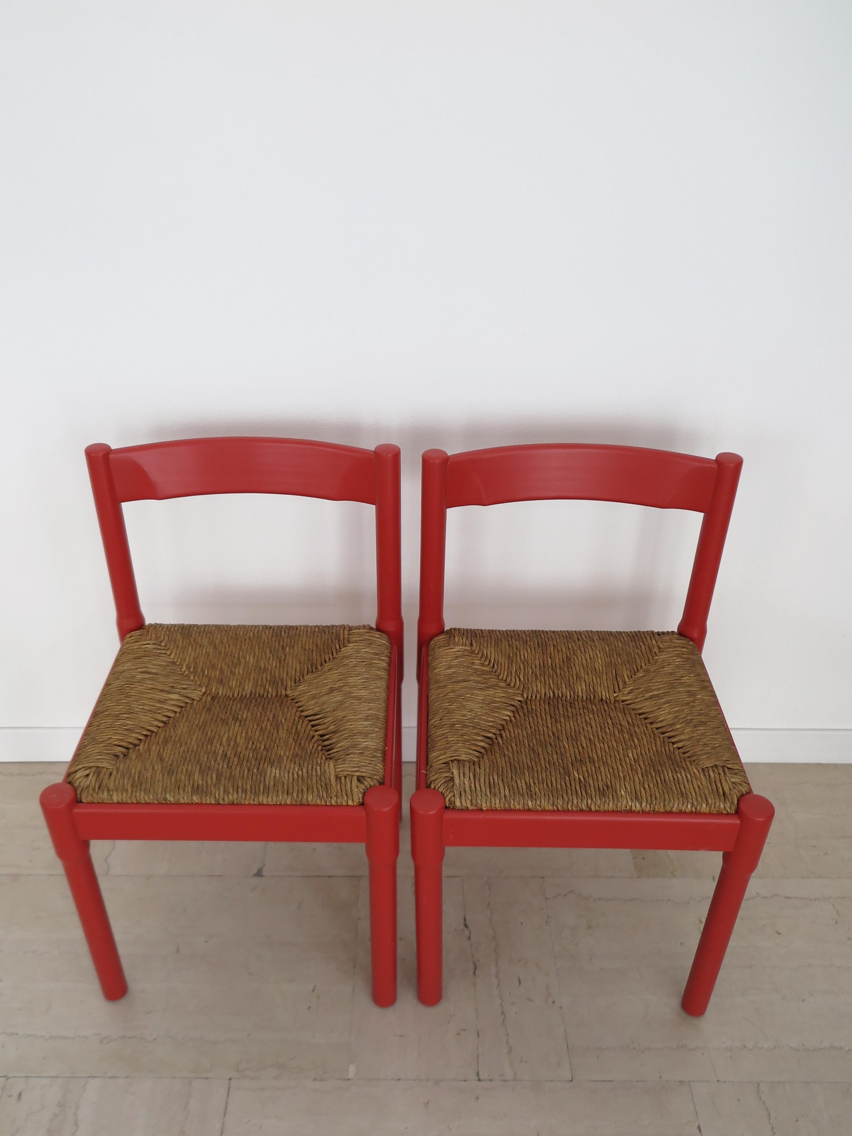 Vico Magistretti For Cassina Italian Red Dining Chairs Serie Carimate, 1960s In Good Condition In Reggio Emilia, IT