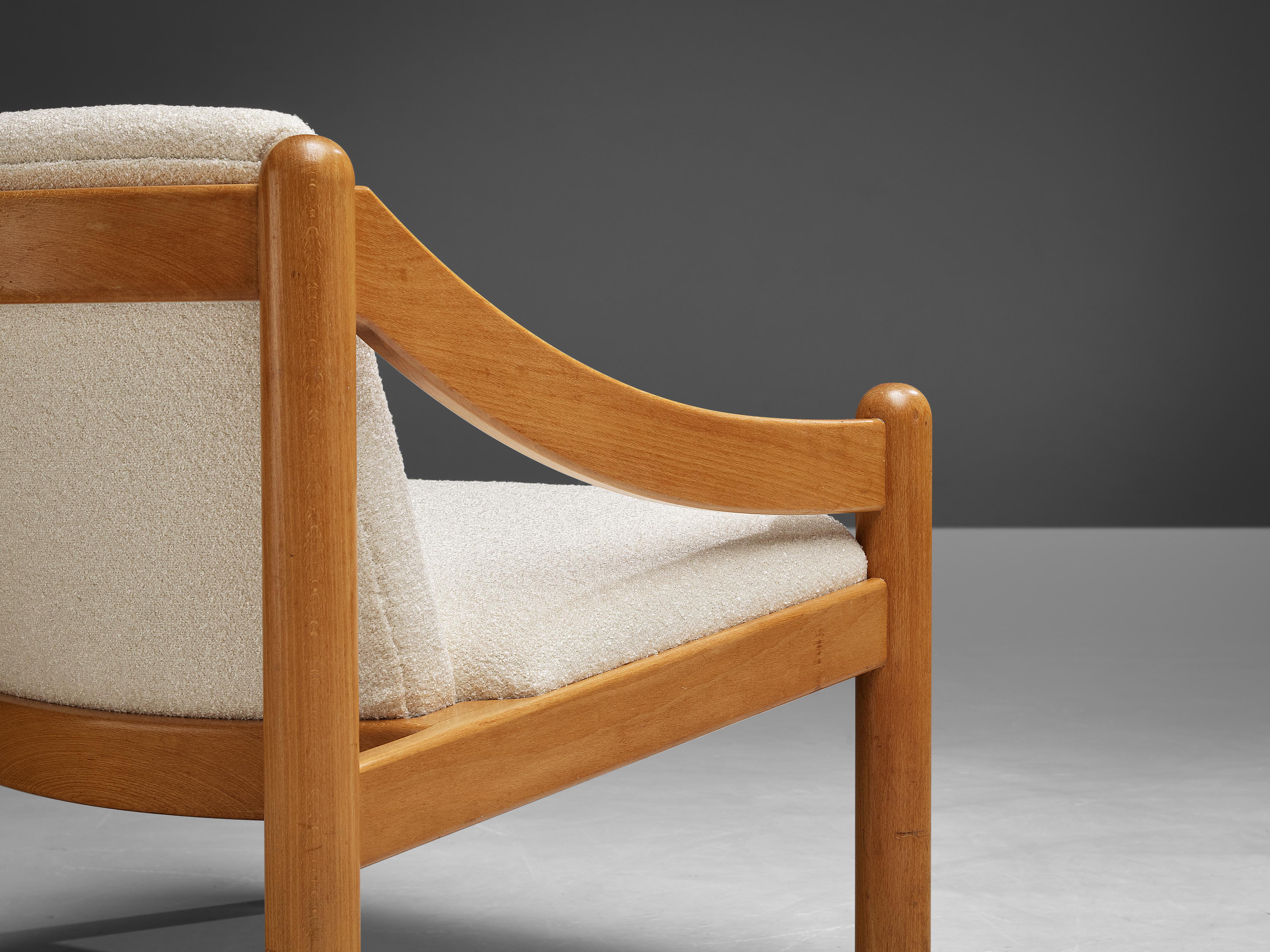 Italian Vico Magistretti for Cassina Pair of ‘Carimate’ Lounge Chairs in Bouclé For Sale