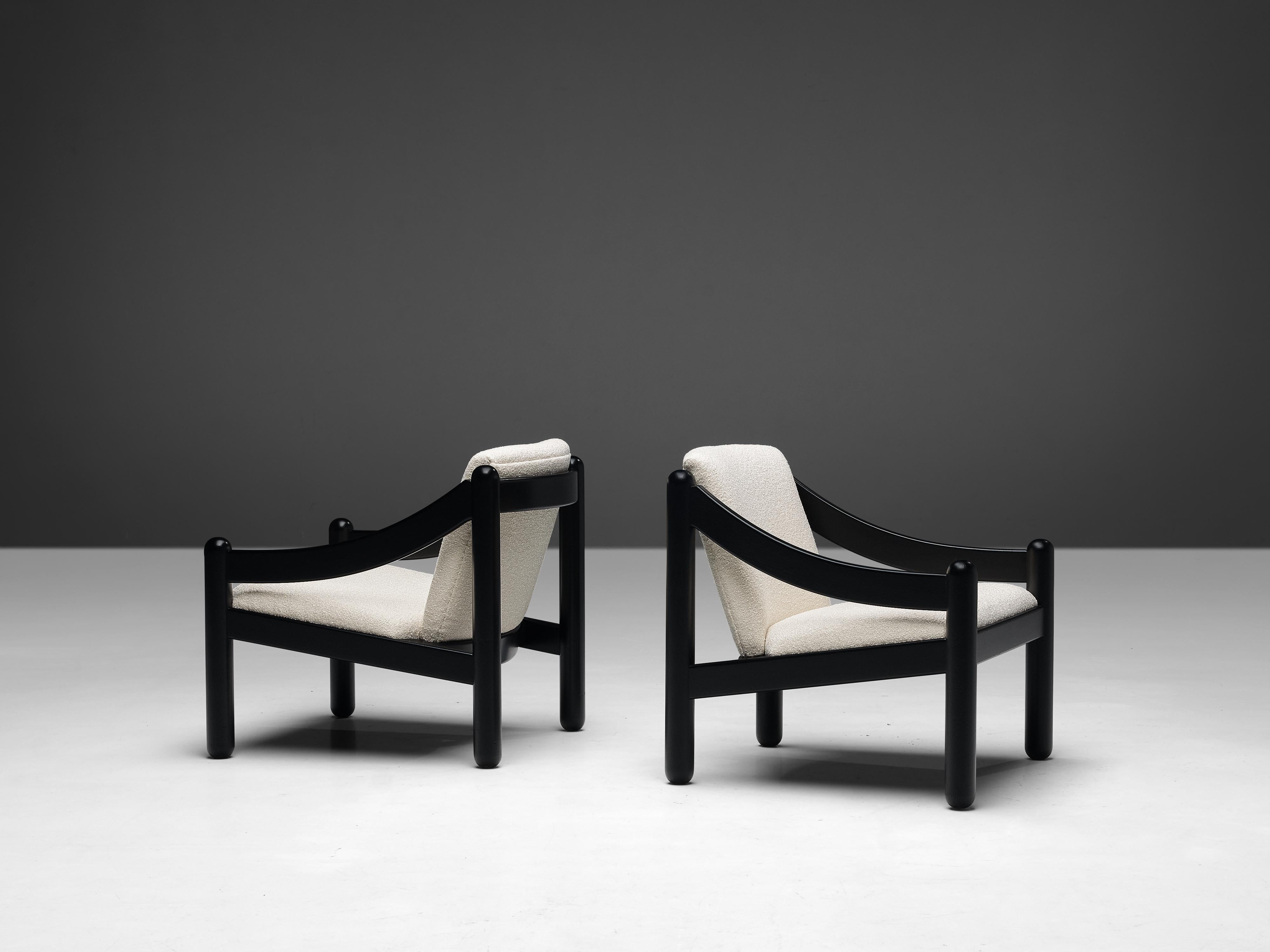 Bouclé Vico Magistretti for Cassina Pair of ‘Carimate’ Lounge Chairs For Sale
