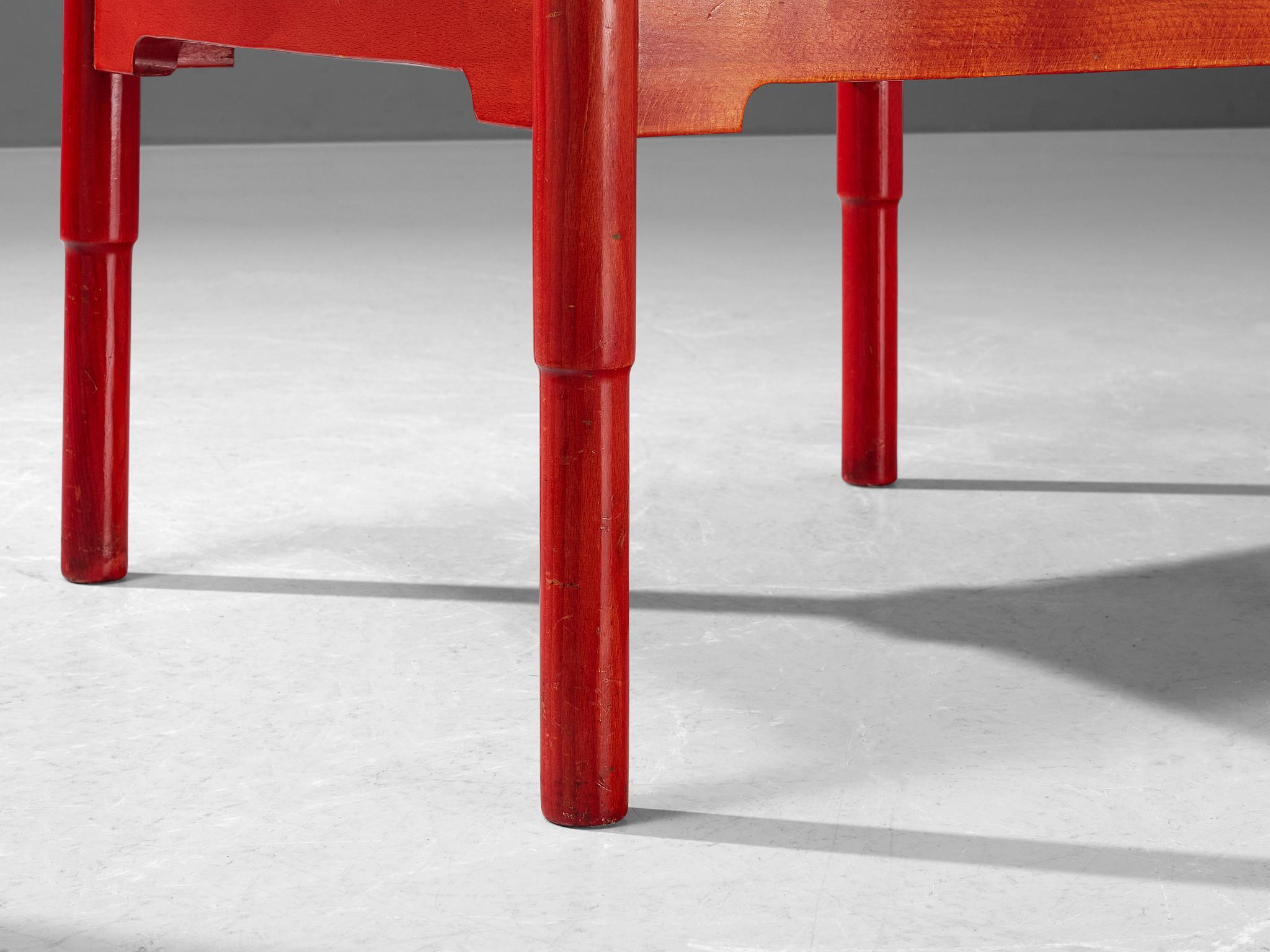 Vico Magistretti for Cassina Rare 'Carimate' Armchair in Red Stained Wood  3