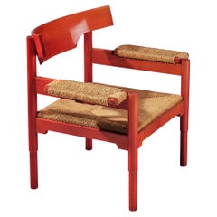 Vico Magistretti for Cassina Rare 'Carimate' Armchair in Red Stained Wood 