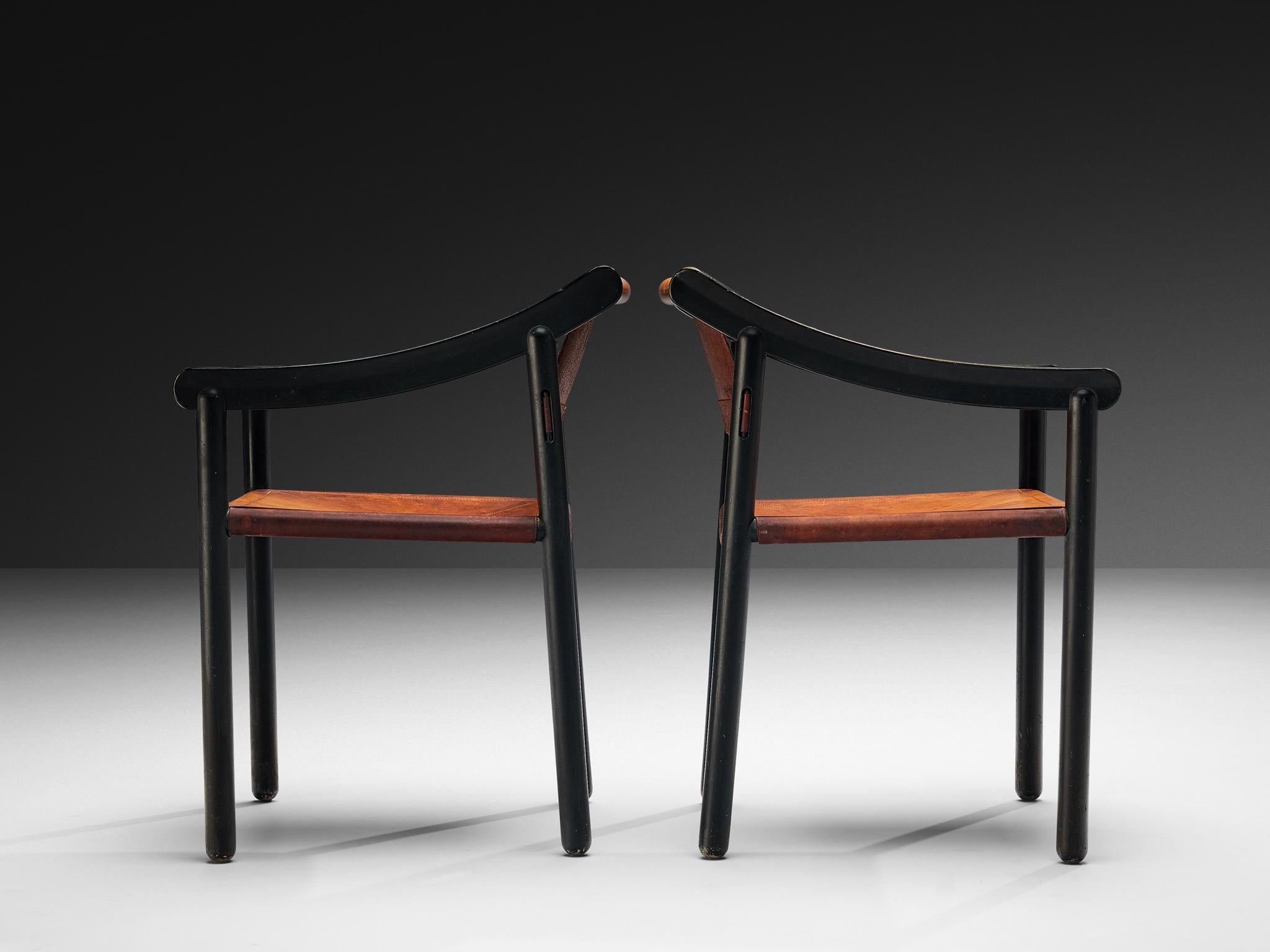 Set aus sechs Sesseln '905' aus cognacfarbenem Leder von Vico Magistretti für Cassina im Angebot 5