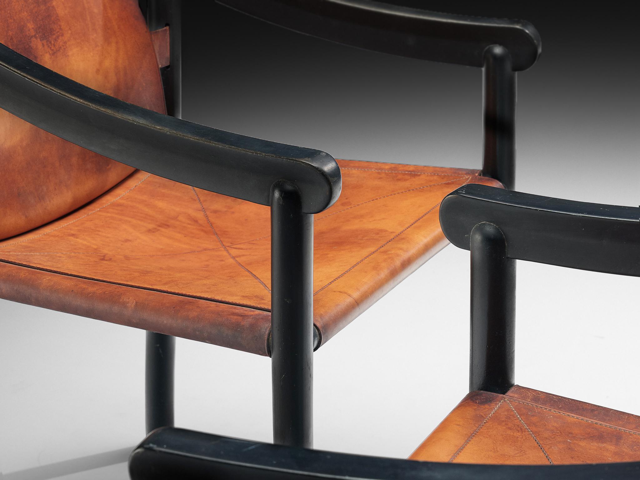 Set aus sechs Sesseln '905' aus cognacfarbenem Leder von Vico Magistretti für Cassina (Moderne der Mitte des Jahrhunderts) im Angebot