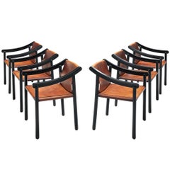 Ensemble de six fauteuils '905' en cuir cognac Vico Magistretti pour Cassina