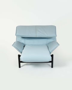 Vico Magistretti für Cassina Veranda, Loungesessel in Babyblauem Original-Leder