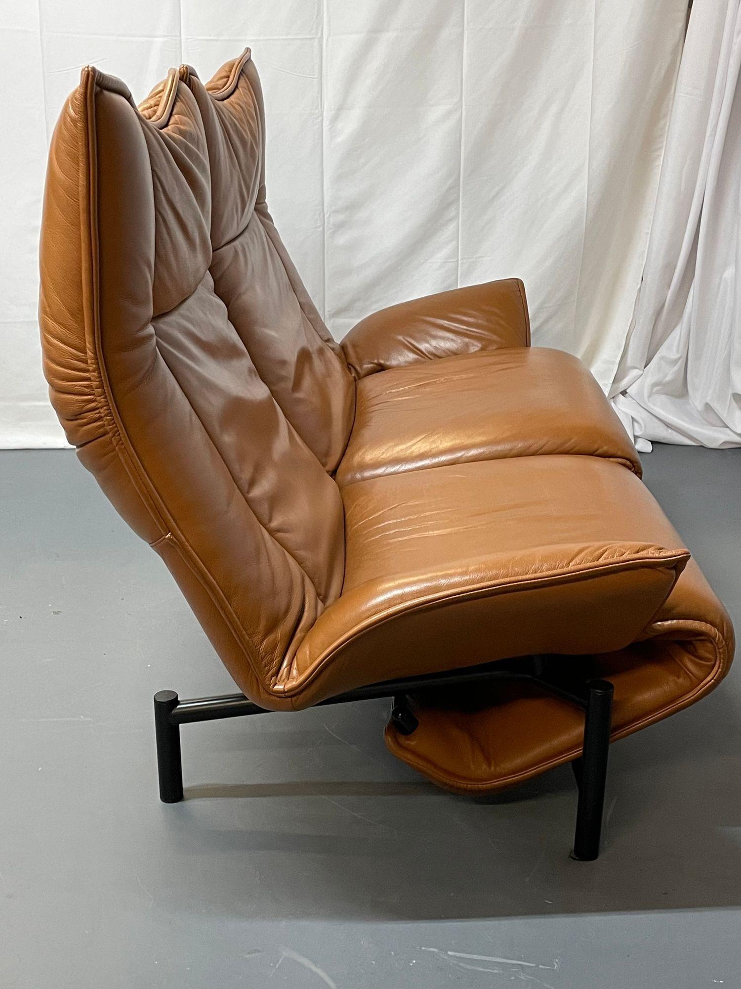 Steel Vico Magistretti for Cassina Veranda Sofa, Two-Seater, Leather, Italian Modern For Sale
