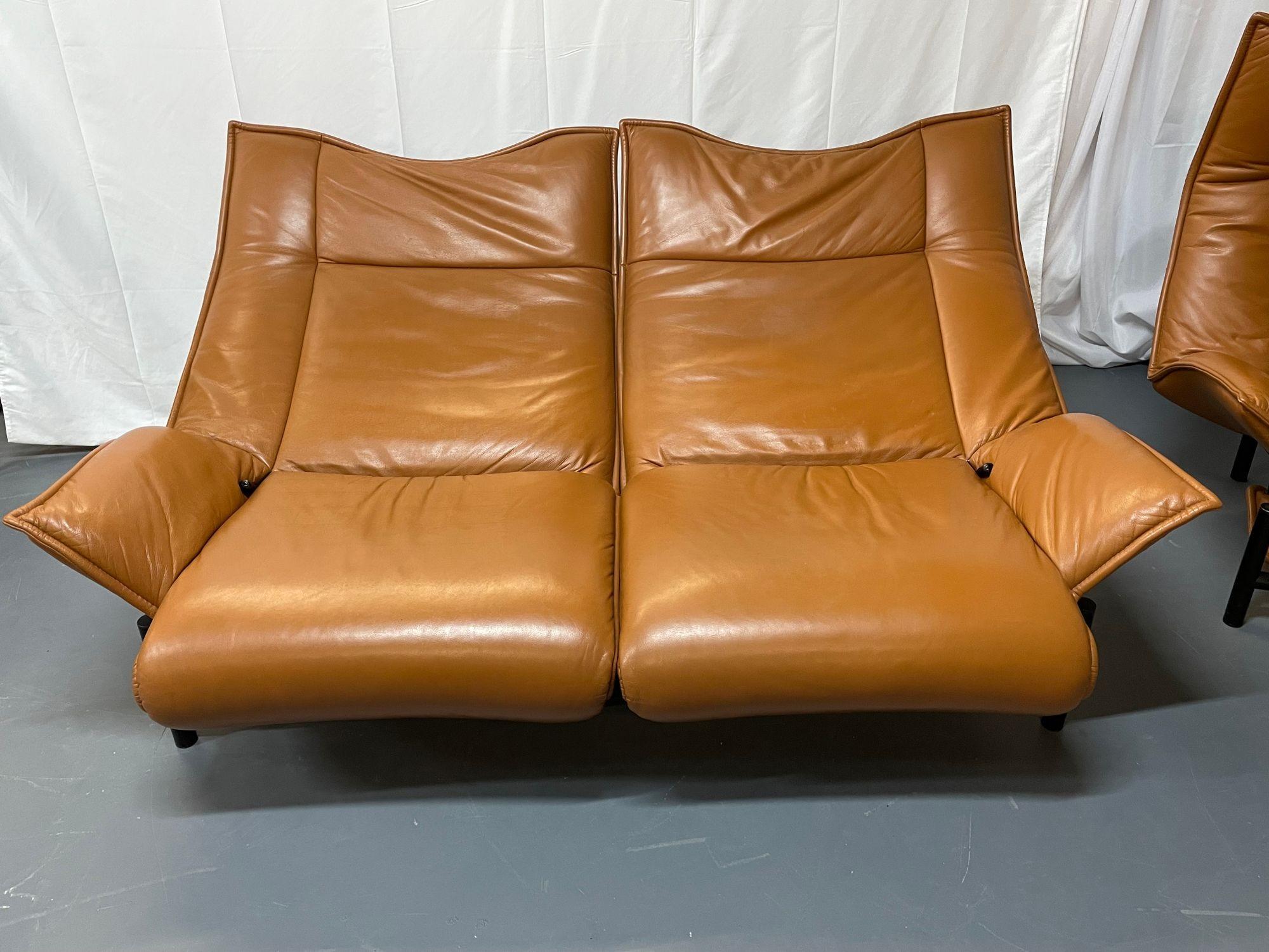 Vico Magistretti for Cassina Veranda Sofa, Two-Seater, Leather, Italian Modern For Sale 1