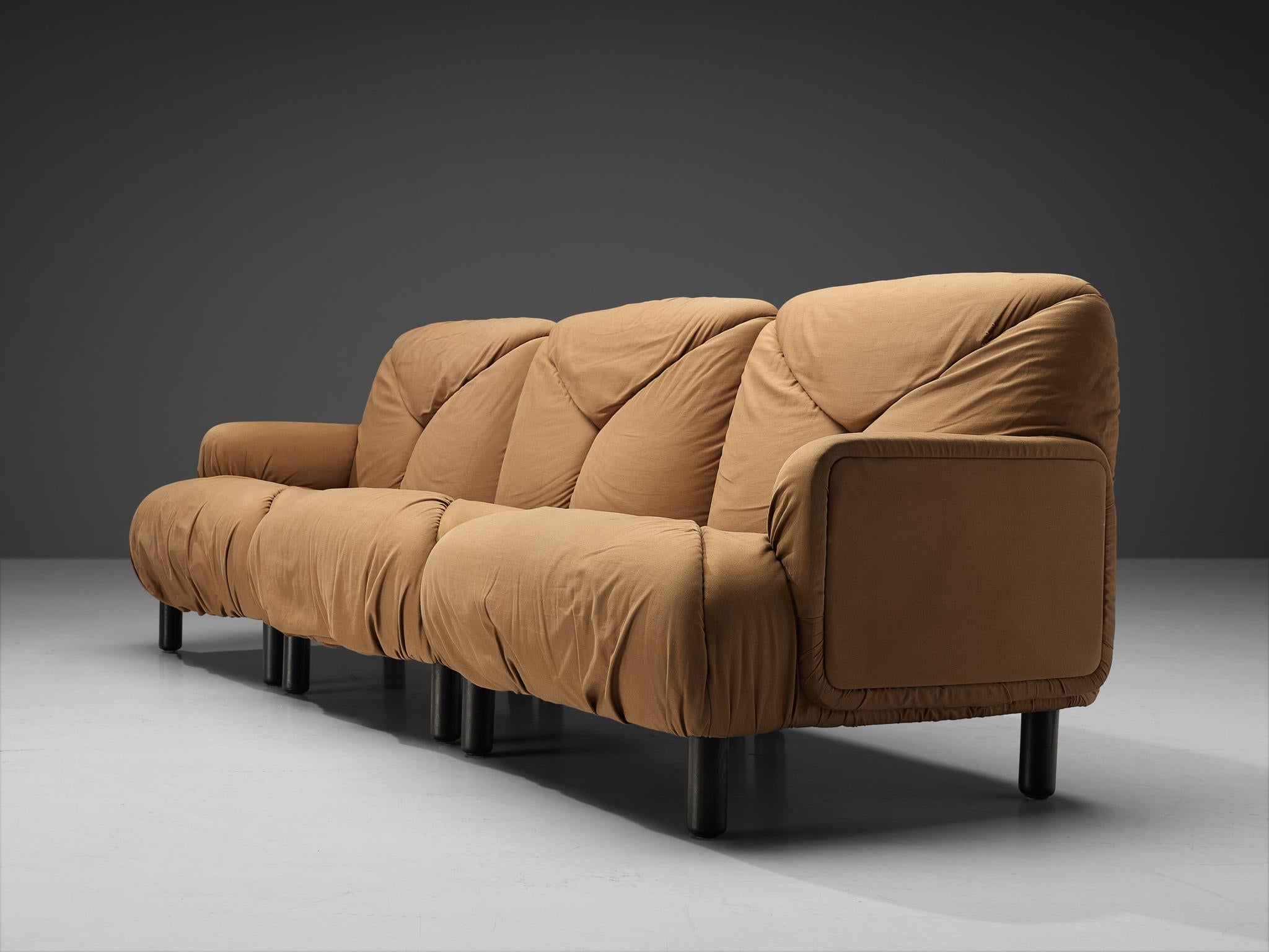 Late 20th Century Vico Magistretti for De Padova 'Davis' Sofa in Camel Beige Upholstery  For Sale