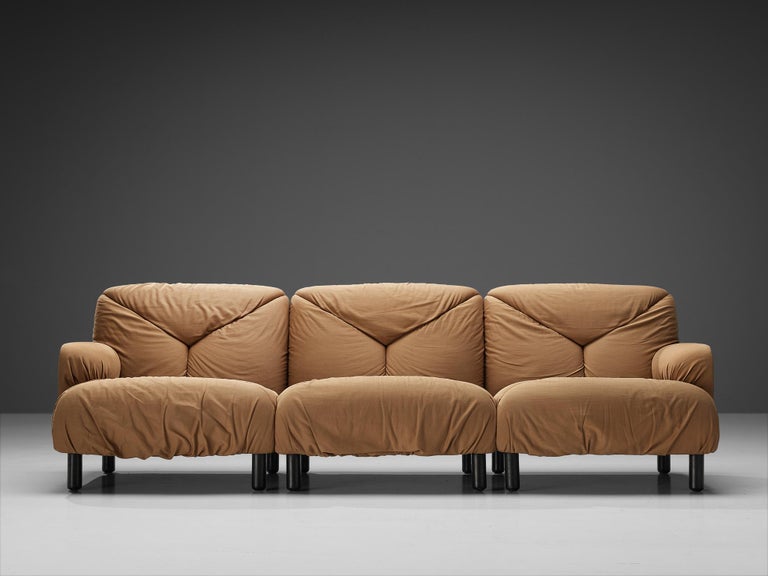 Mid-Century Modern Vico Magistretti for De Padova 'Davis' Sofa in Camel Upholstery