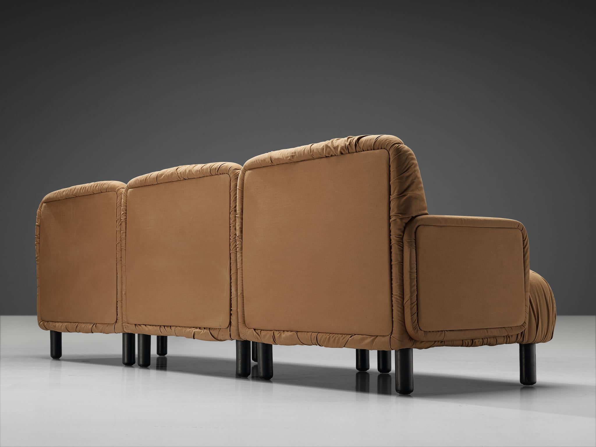 Mid-Century Modern Vico Magistretti for De Padova 'Davis' Sofa in Camel Upholstery
