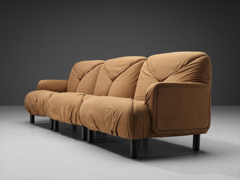 Fabric Vico Magistretti for De Padova 'Davis' Sofa in Camel Upholstery