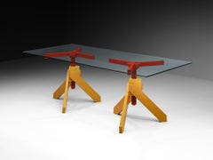 Vico Magistretti for De Padova 'Vidun' Dining Table with Colorful Geometric Base