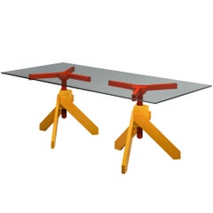 Vico Magistretti for De Padova 'Vidun' Dining Table with Colorful Geometric Base