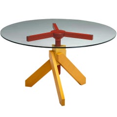 Vico Magistretti for De Padova 'Vidun' Dining Table with Colorful Geometric Base