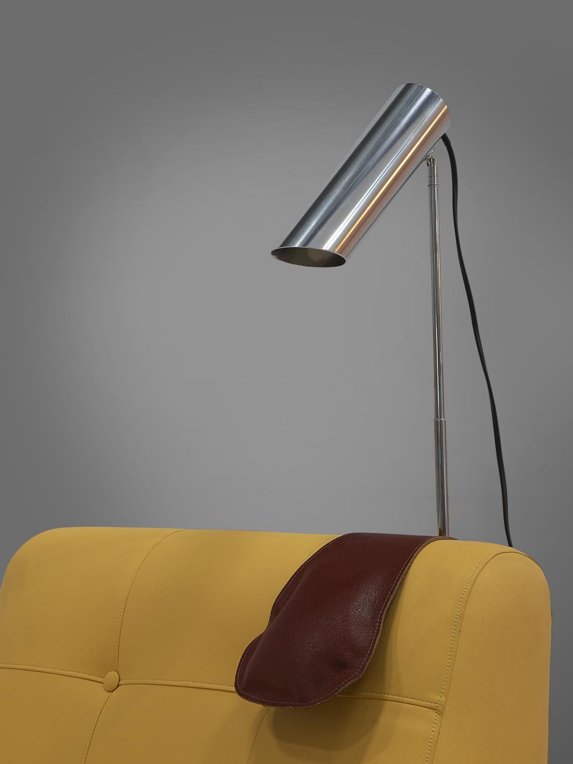 Contemporary Vico Magistretti for Fontana Arte Lamp Chrome-Plated Brass and Leather
