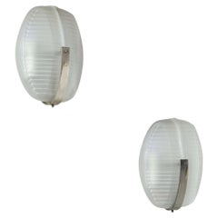 Vico Magistretti glass and metal Lambda wall lights produced by Artemide, Italy