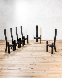 Vico Magistretti Golem-Esszimmerstühle von Poggi, schwarzes Holz, 1968