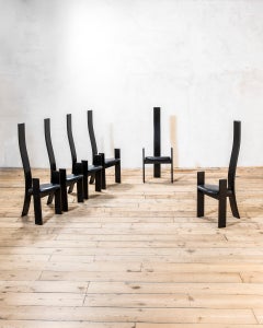 Vico Magistretti Golem Dining Chairs by Poggi, Black Wood, 1968