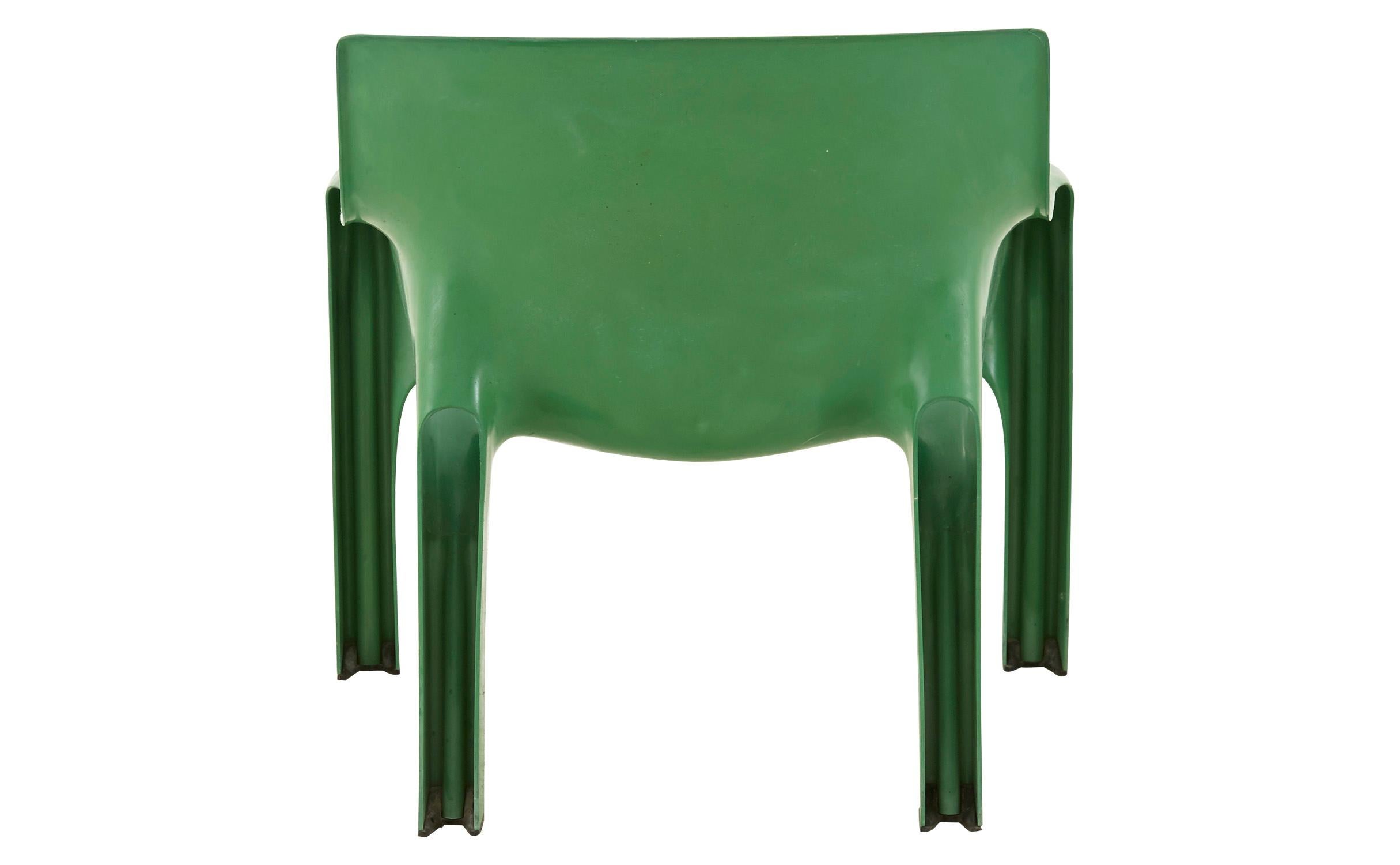 Mid-Century Modern Vico Magistretti Green Molded Plastic Vicario Chair