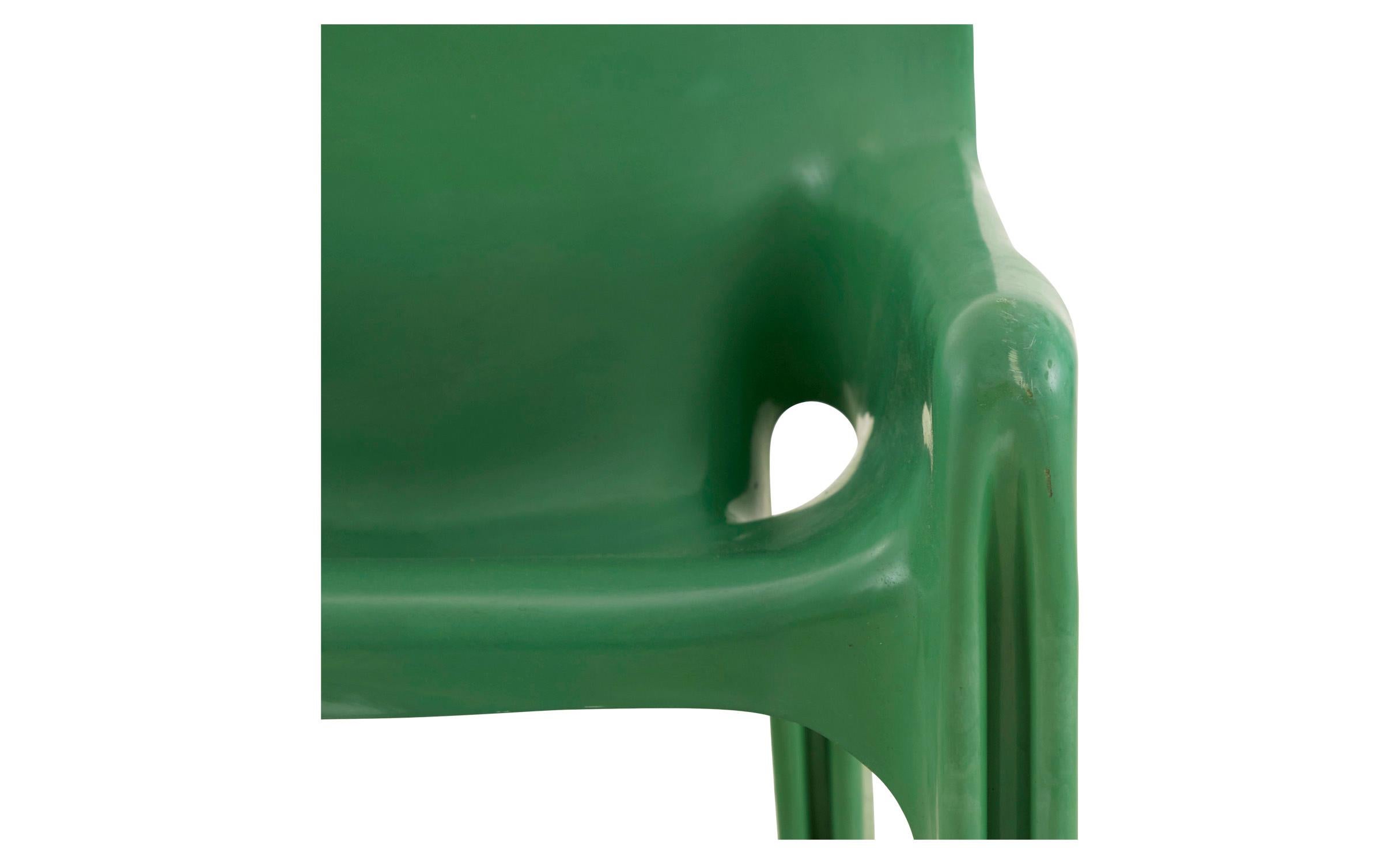 Italian Vico Magistretti Green Molded Plastic Vicario Chair