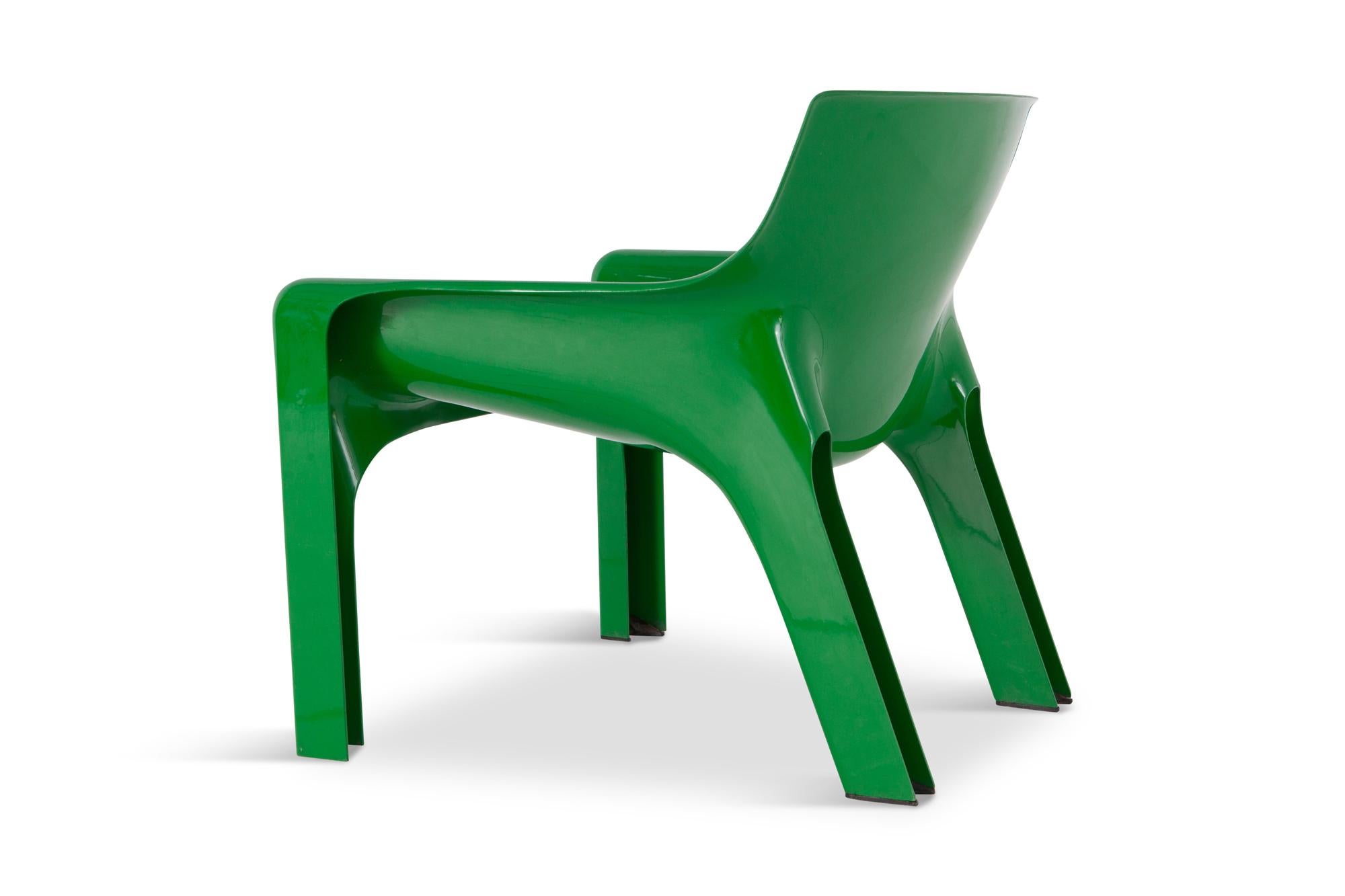 Italian Vico Magistretti Green Vicario Lounge Chairs