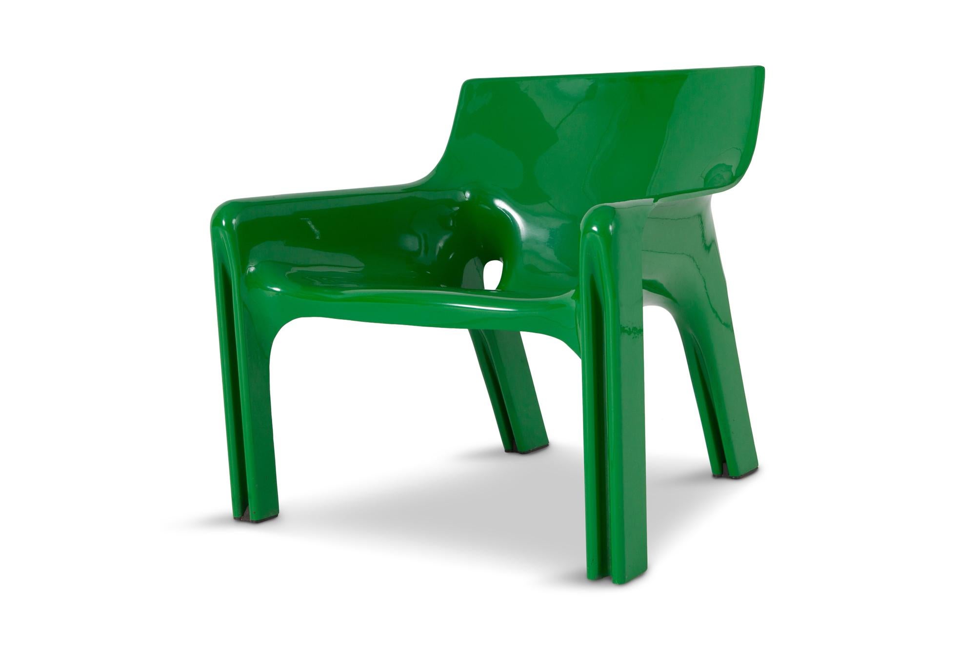Molded Vico Magistretti Green Vicario Lounge Chairs