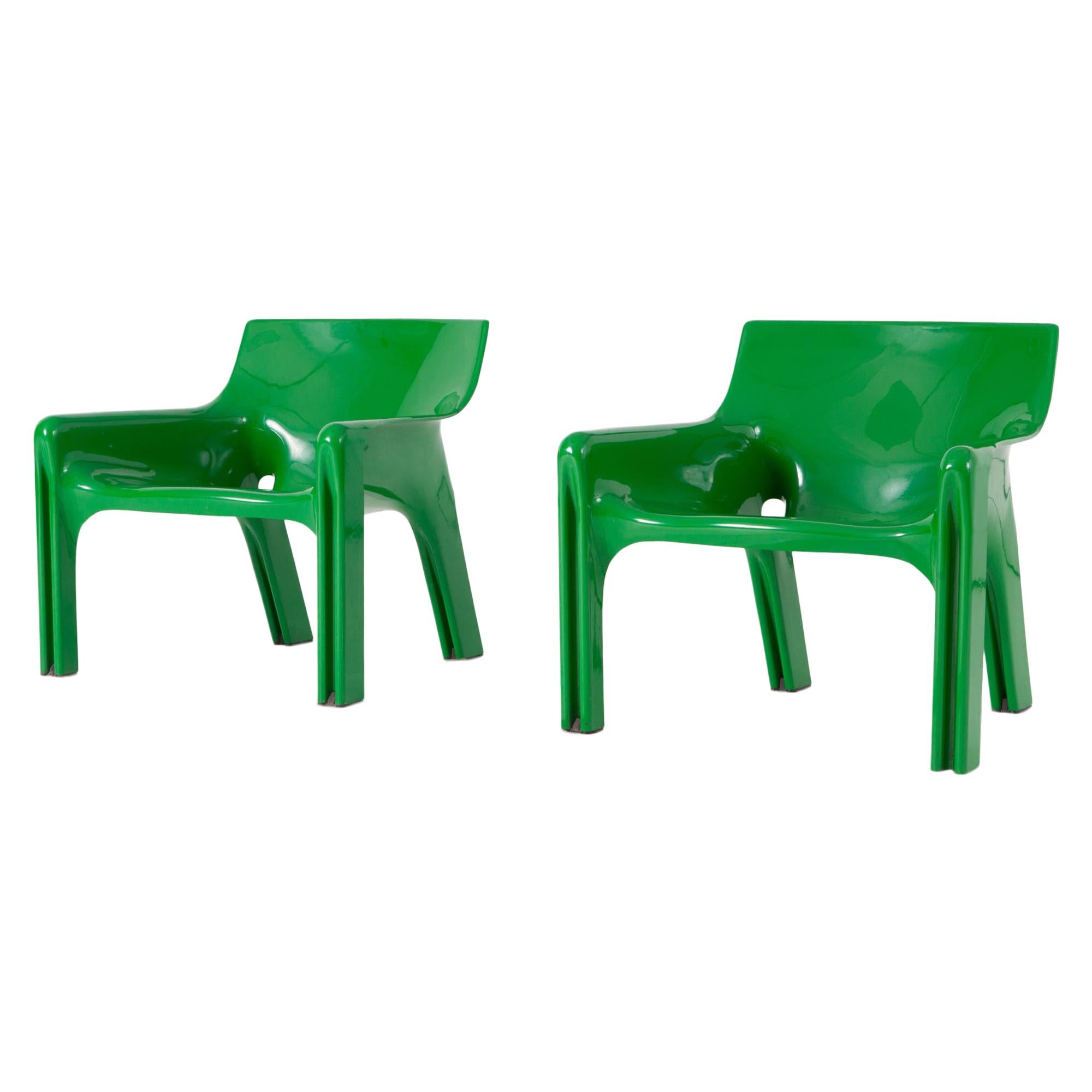 Vico Magistretti Green Vicario Lounge Chairs