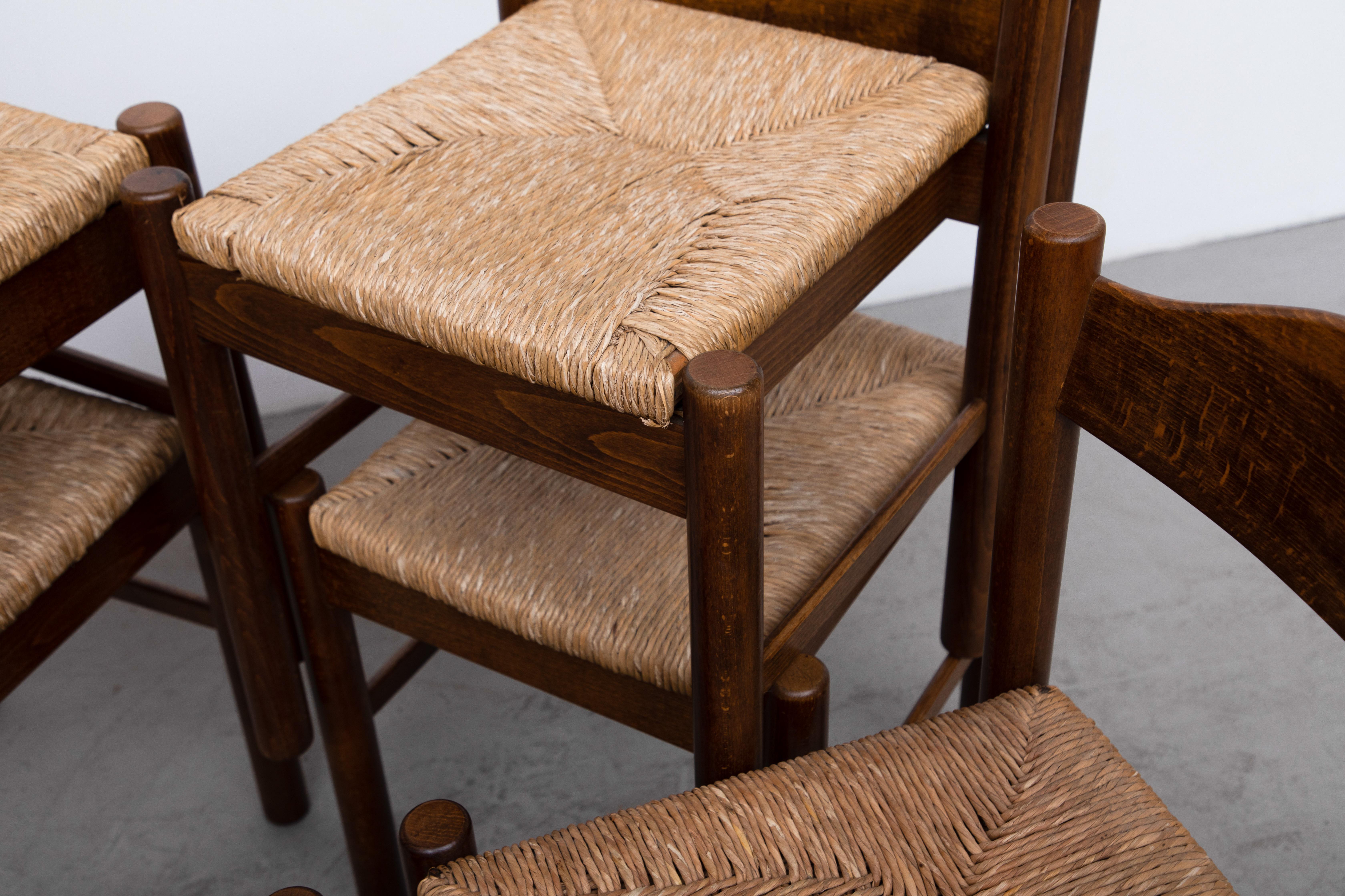 Mid-Century Modern Vico Magistretti Inspired Rush Dining Chairs