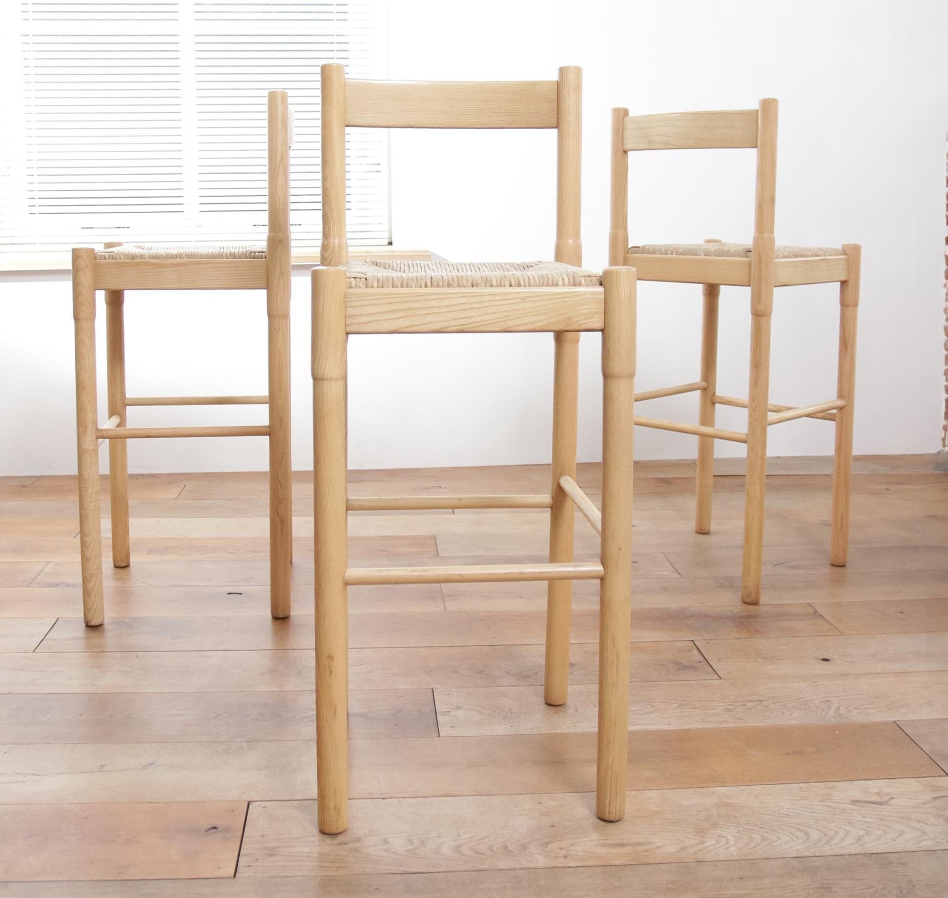 Vico Magistretti Italian Ash Wood and Rush Barstools - Vintage 1960s Design 8