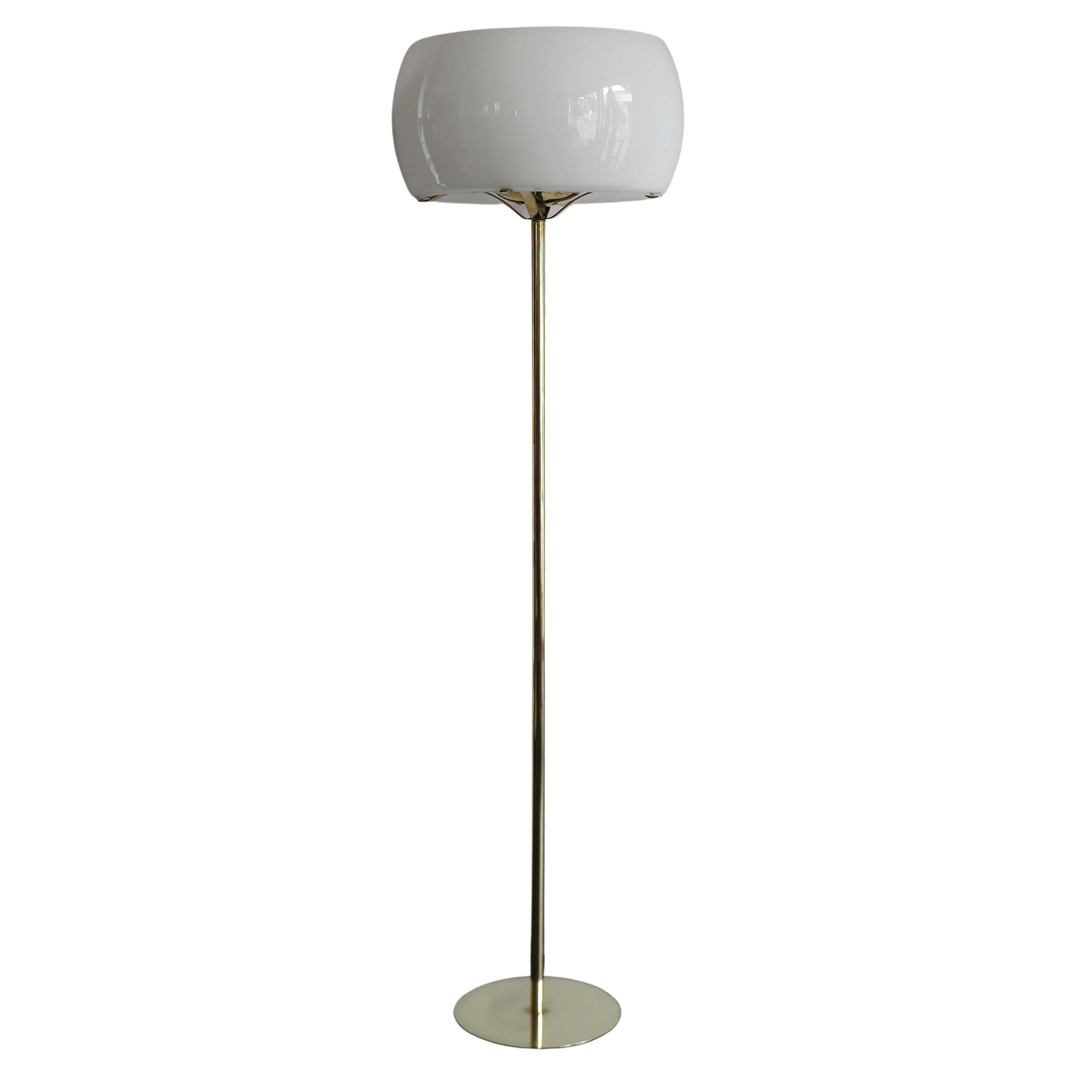 Vico Magistretti Italian Clitunnio Brass Glass Floor Lamp for Artemide, 1960s