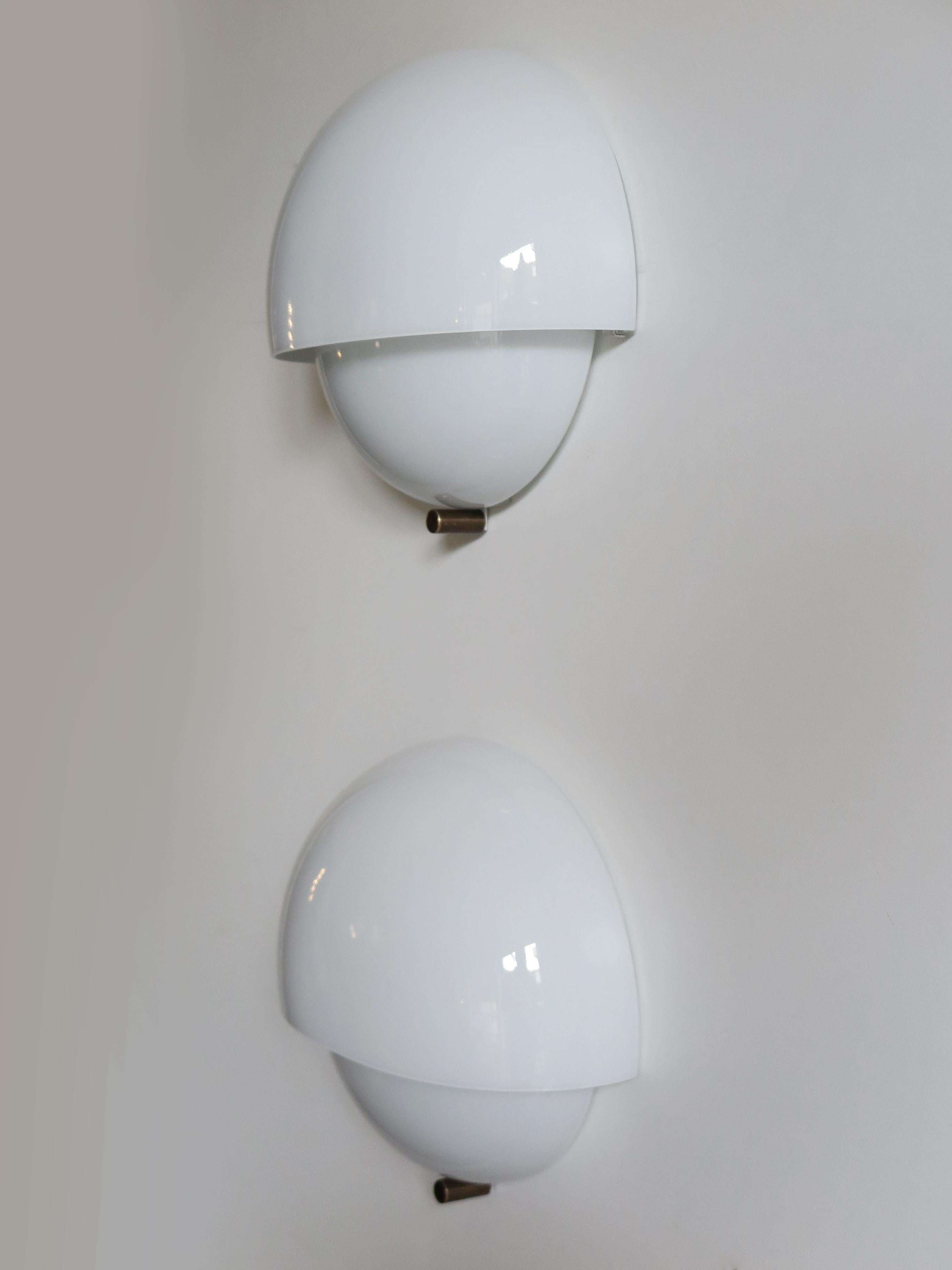 Vico Magistretti Italian Glass Wall Lamps Sconces Model Mania for Artemide 1960s 2