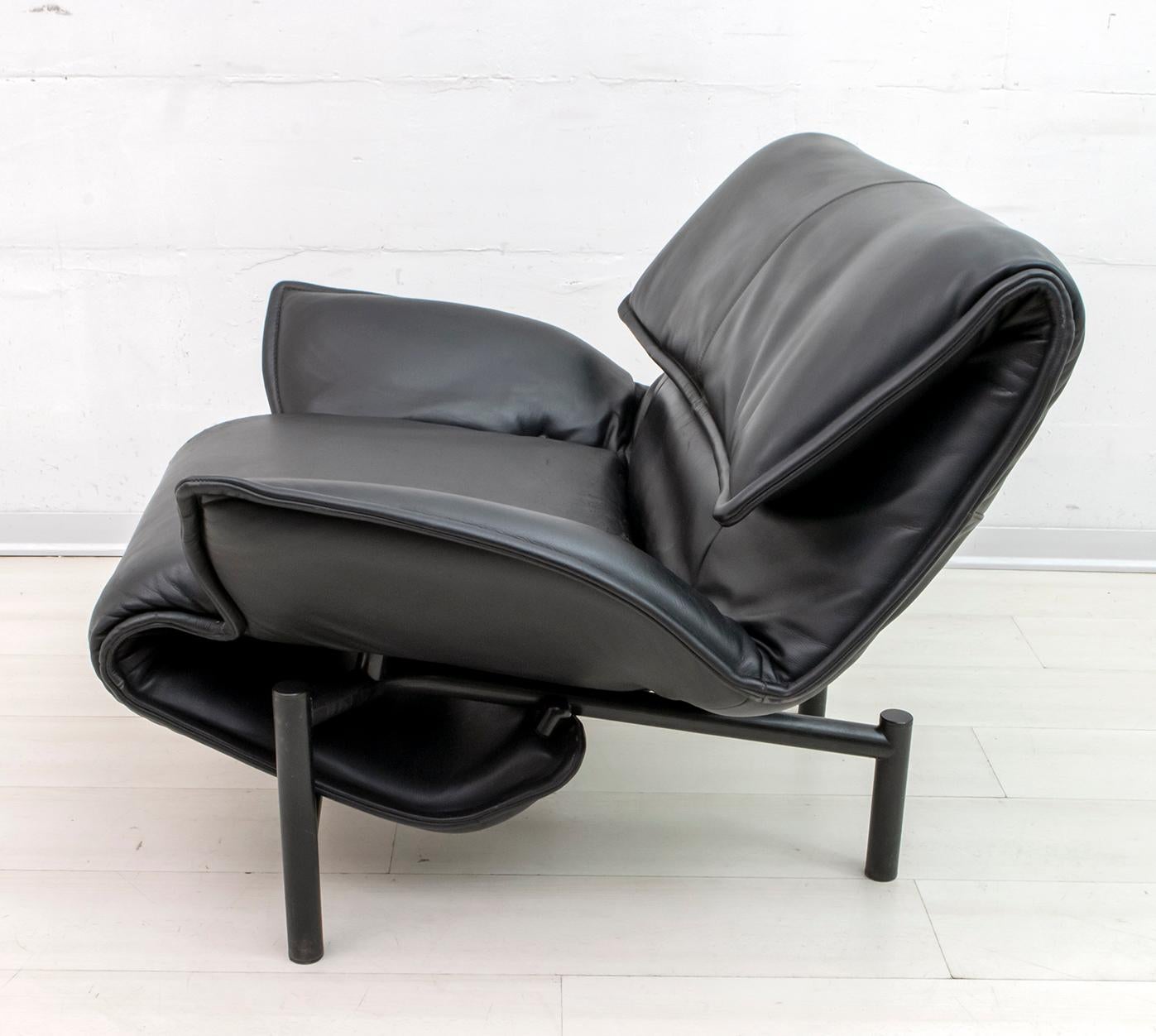 Leather Vico Magistretti Italian Lounge Chair 